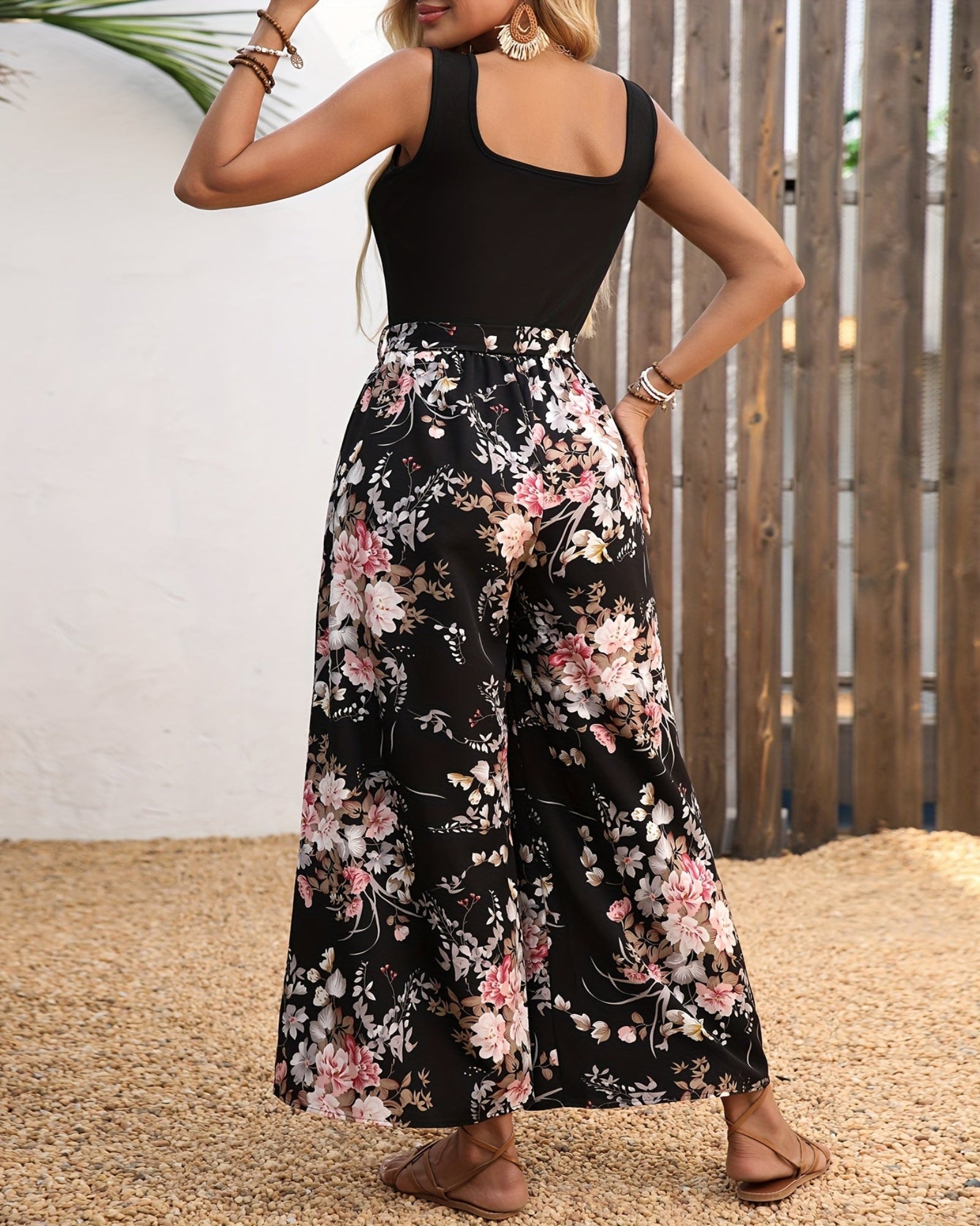 Zaylee – Bohemian Floral Wide - Leg Culottes with Belt - Trouser - Boho Style
