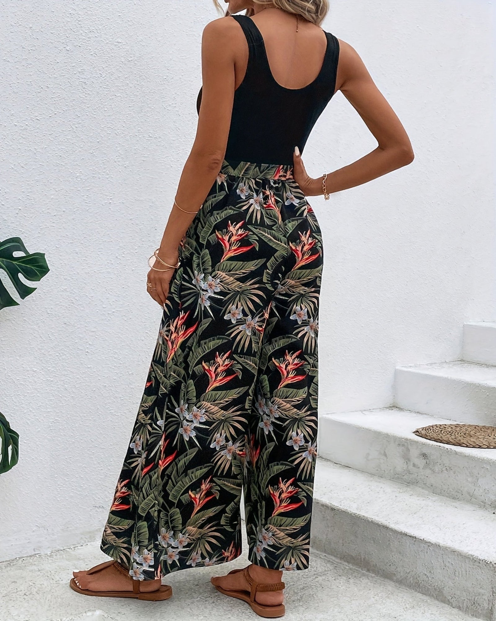 Zaylee – Bohemian Floral Wide - Leg Culottes with Belt - Trouser - Boho Style
