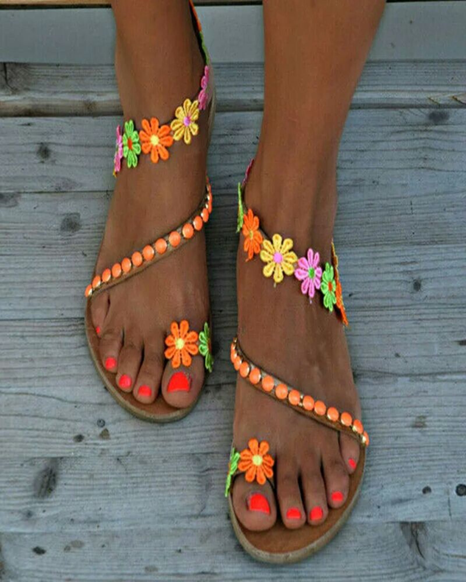 Zephyra – Boho Chic Soft Floral Beach Sandals - Sandals - Boho Style