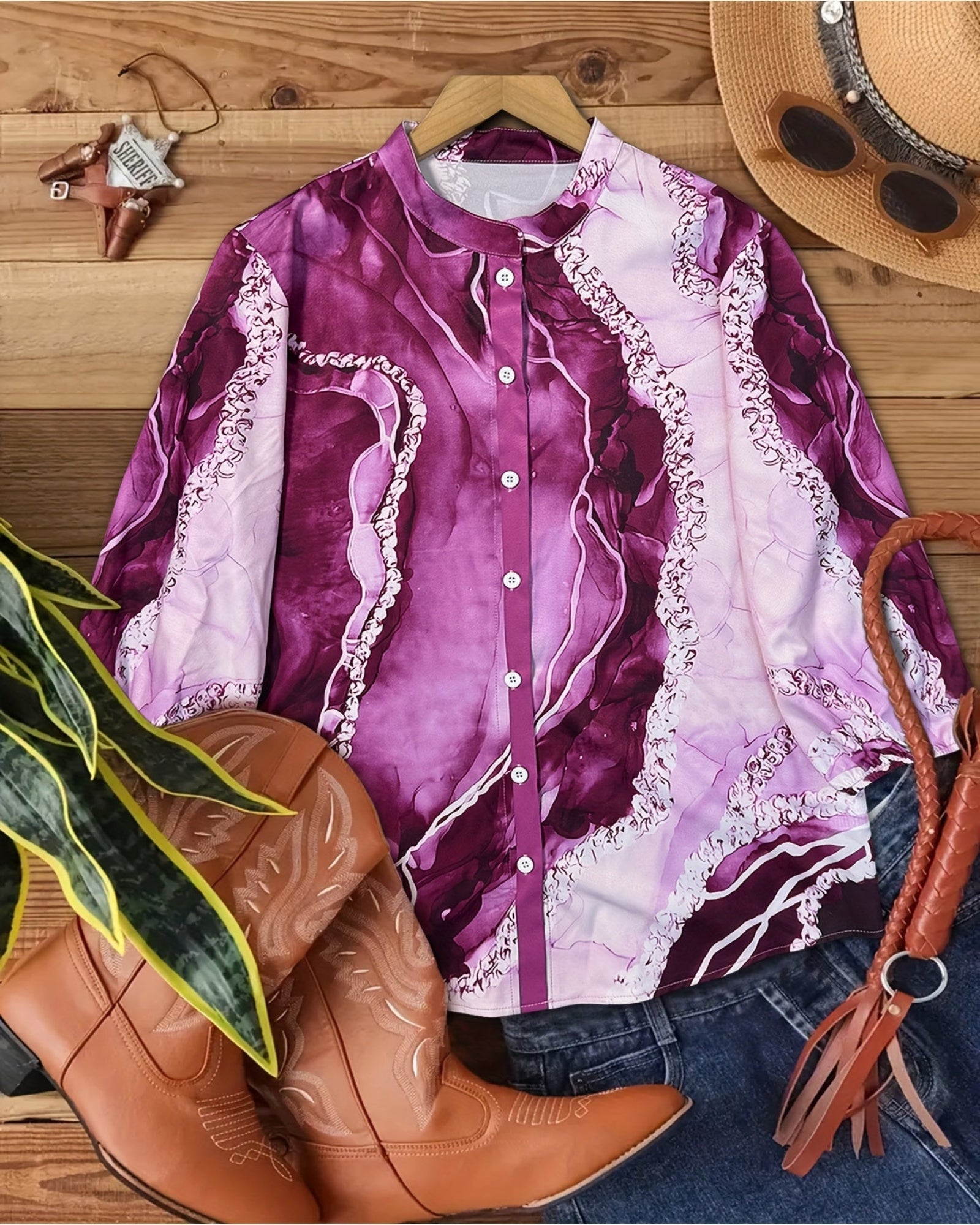 Zephyra – Relaxed Vintage Boho Blouse with 3/4 Sleeves - Blouse - Boho Style