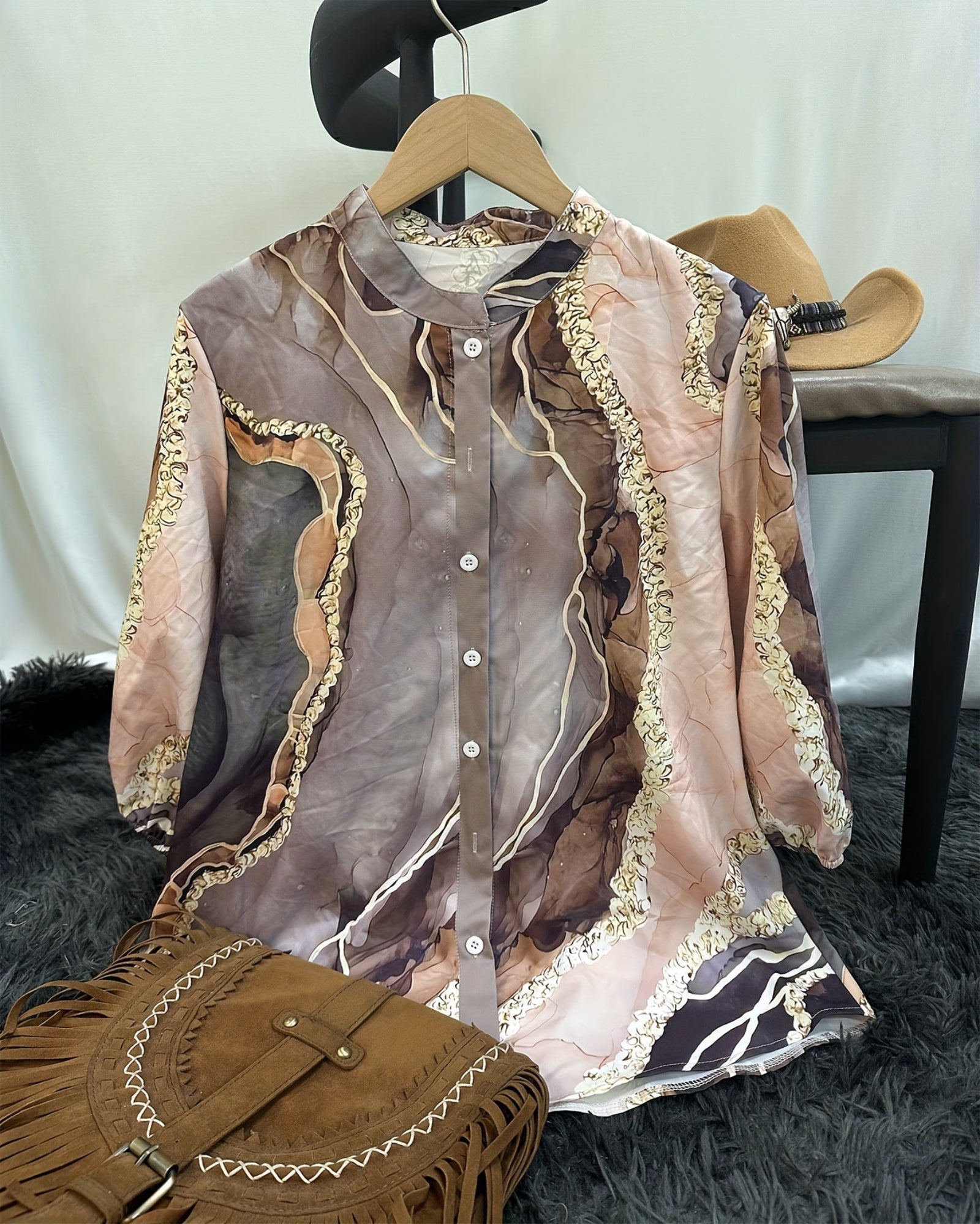 Zephyra – Relaxed Vintage Boho Blouse with 3/4 Sleeves - Blouse - Boho Style