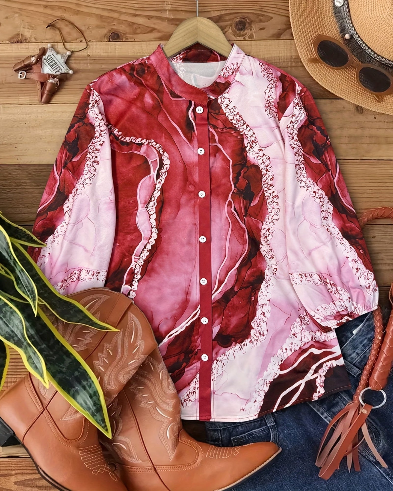 Zephyra – Relaxed Vintage Boho Blouse with 3/4 Sleeves - Blouse - Boho Style