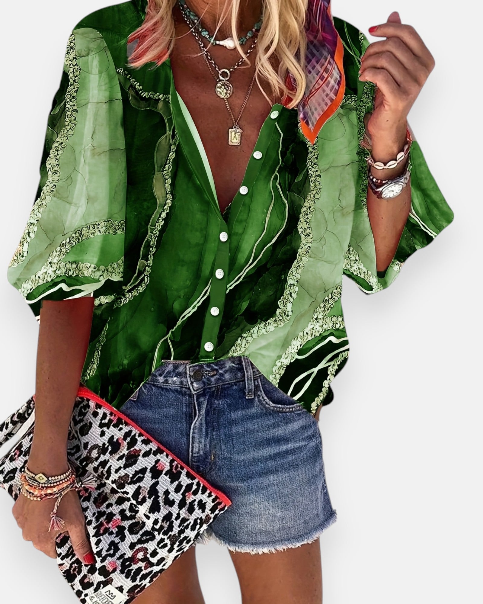 Zephyra – Relaxed Vintage Boho Blouse with 3/4 Sleeves - Blouse - Boho Style