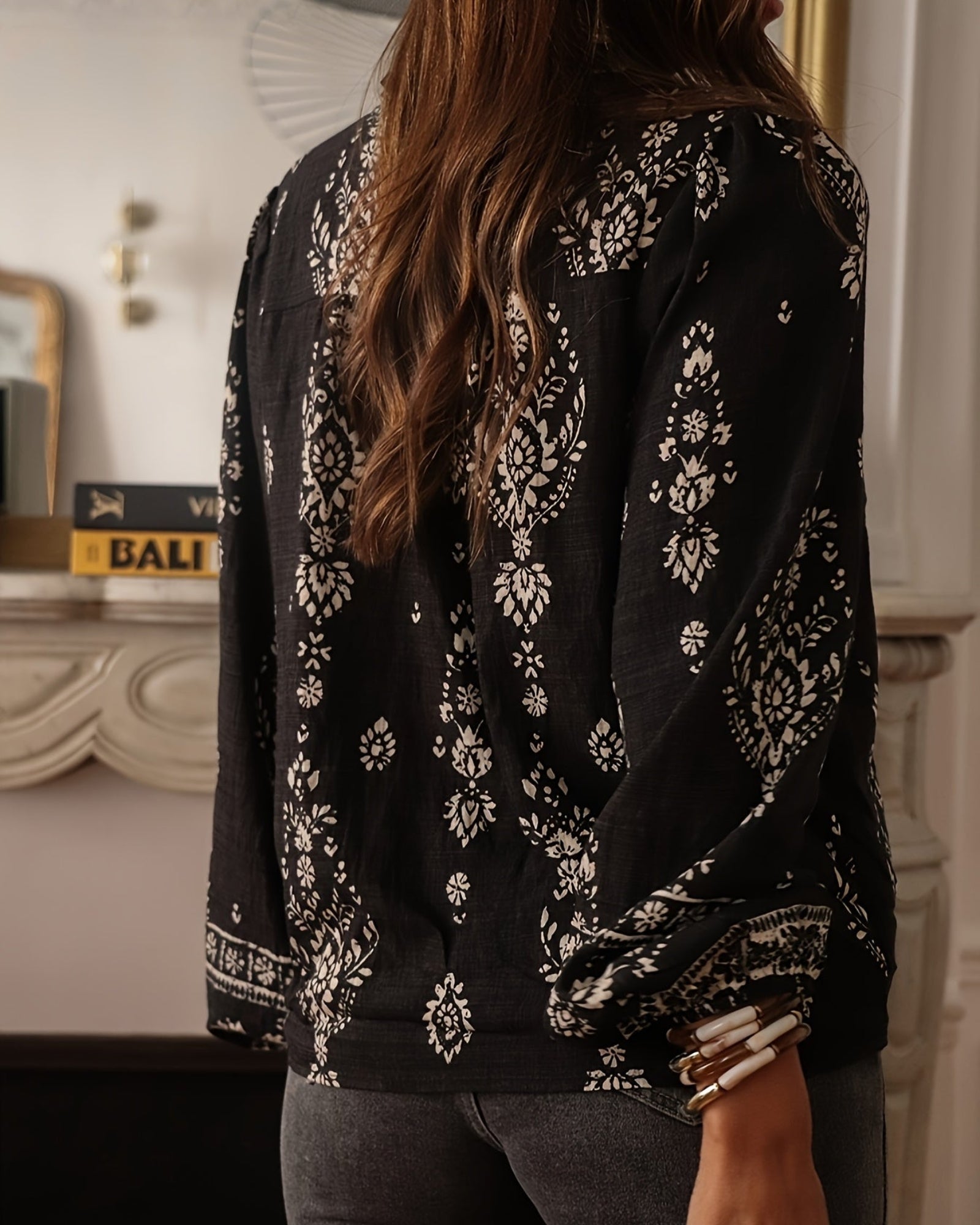 Zuleika – Bohemian Floral Blouse with Lantern Sleeves - Blouses - Boho Style