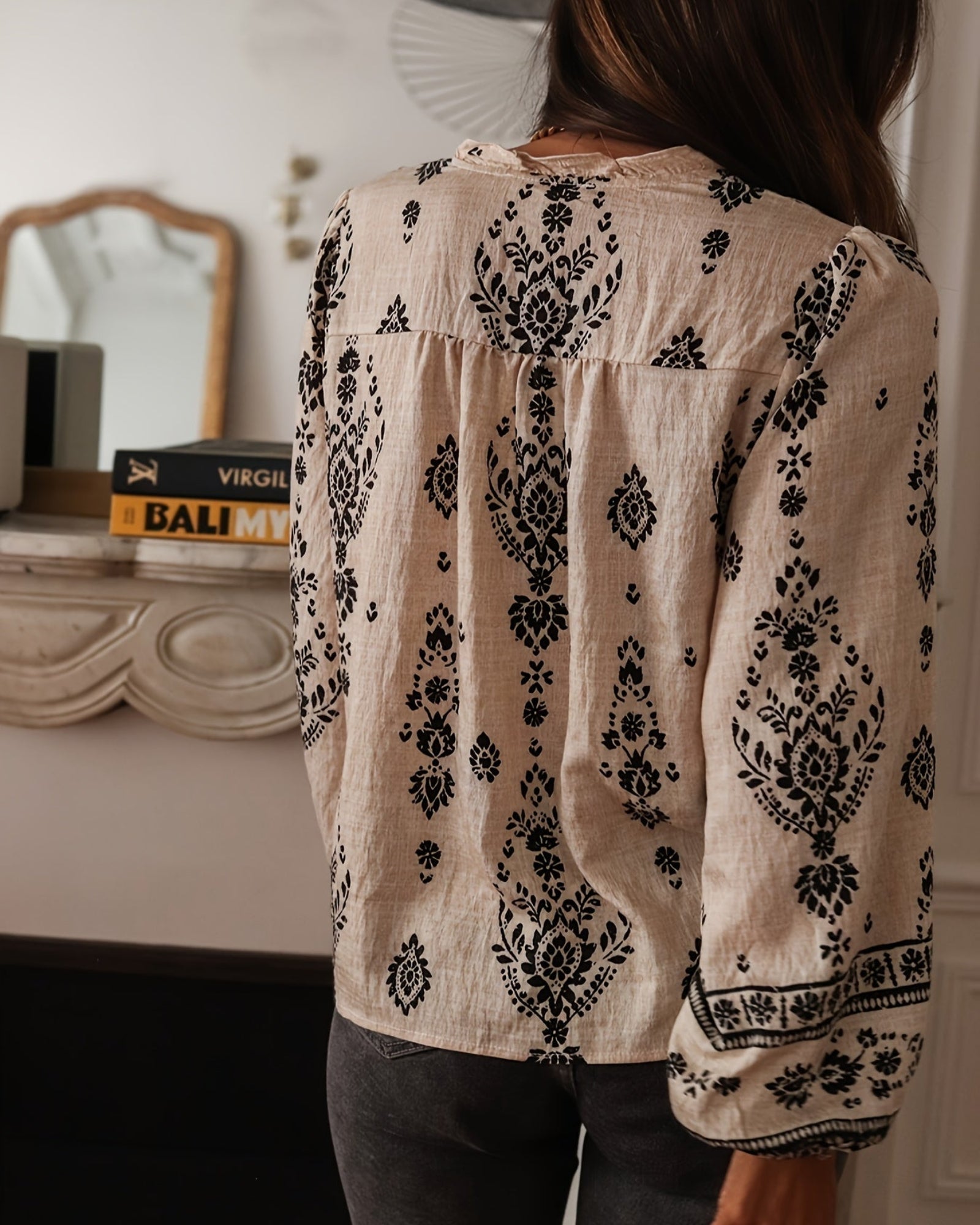 Zuleika – Bohemian Floral Blouse with Lantern Sleeves - Blouses - Boho Style