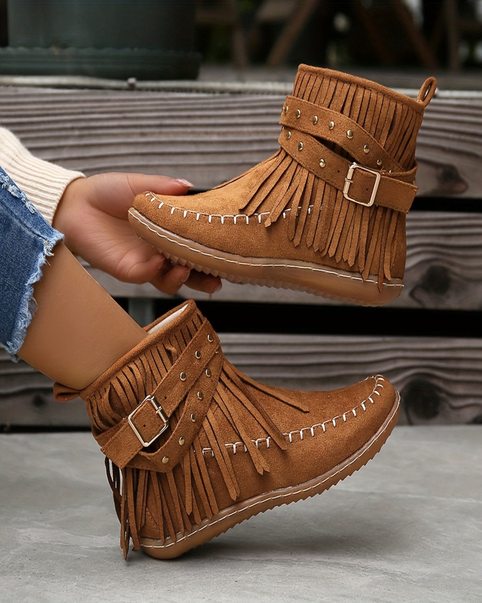 Zuleika – Chic Boho Flannel Tassel Ankle Boots - Boots - Boho Style