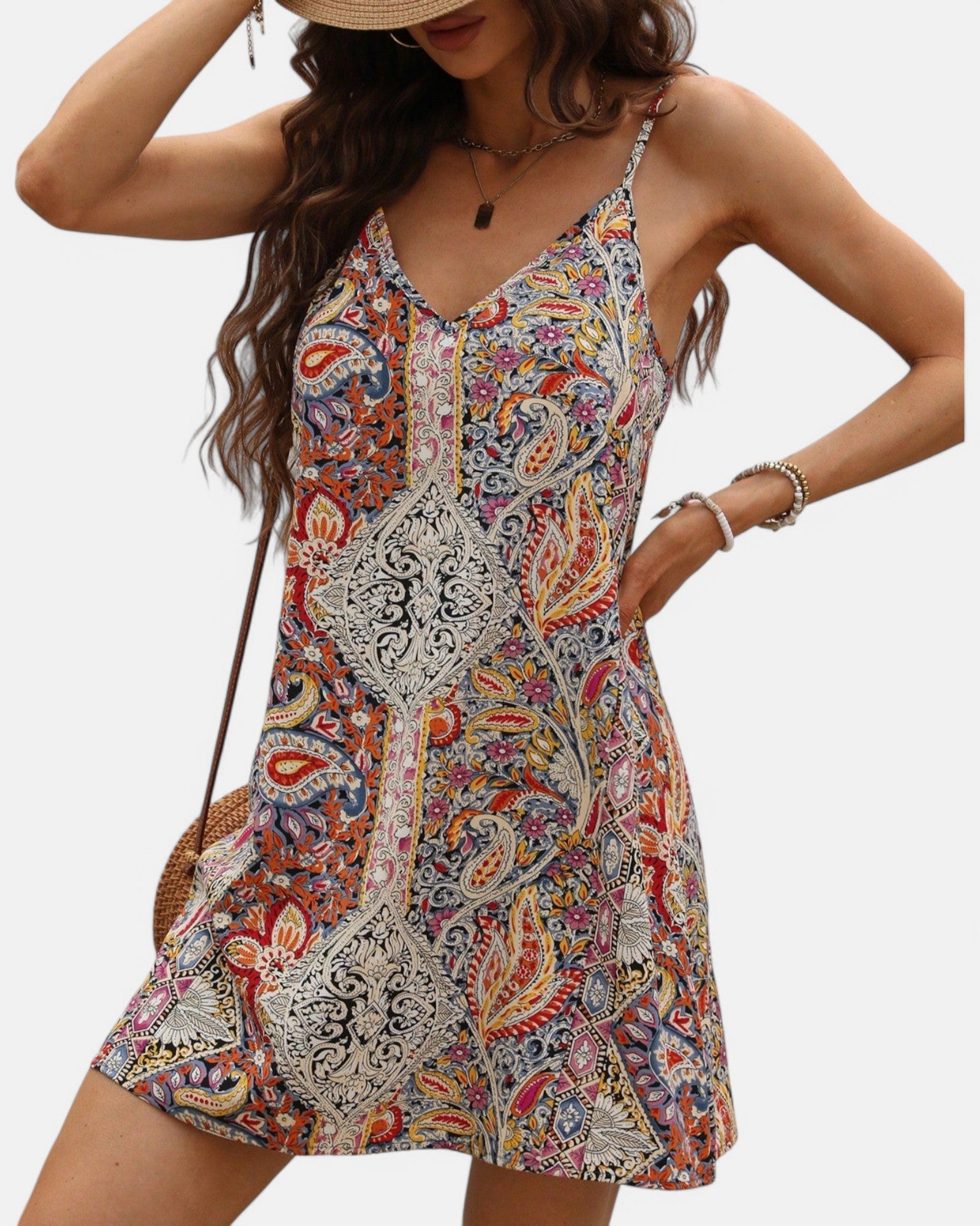 Ruby – Bohemian V-Neck Wrap Dress with Tassel Hem