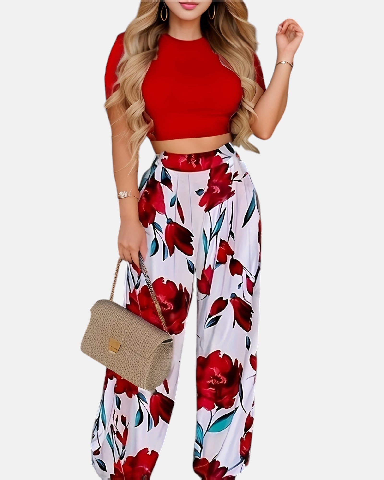 Sophie – Chic Striped Crop Top & High-Waist Trousers Set