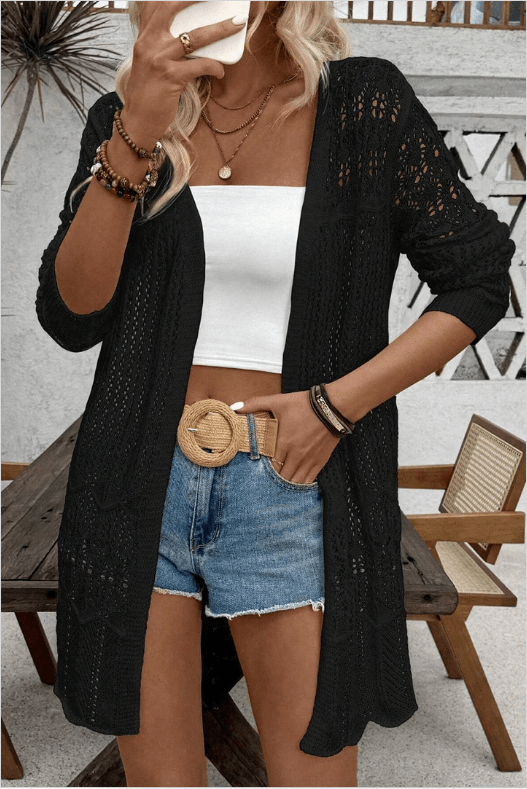 Amelia – Boho Geometric Tassel Cardigan - Cardigan - Boho Style