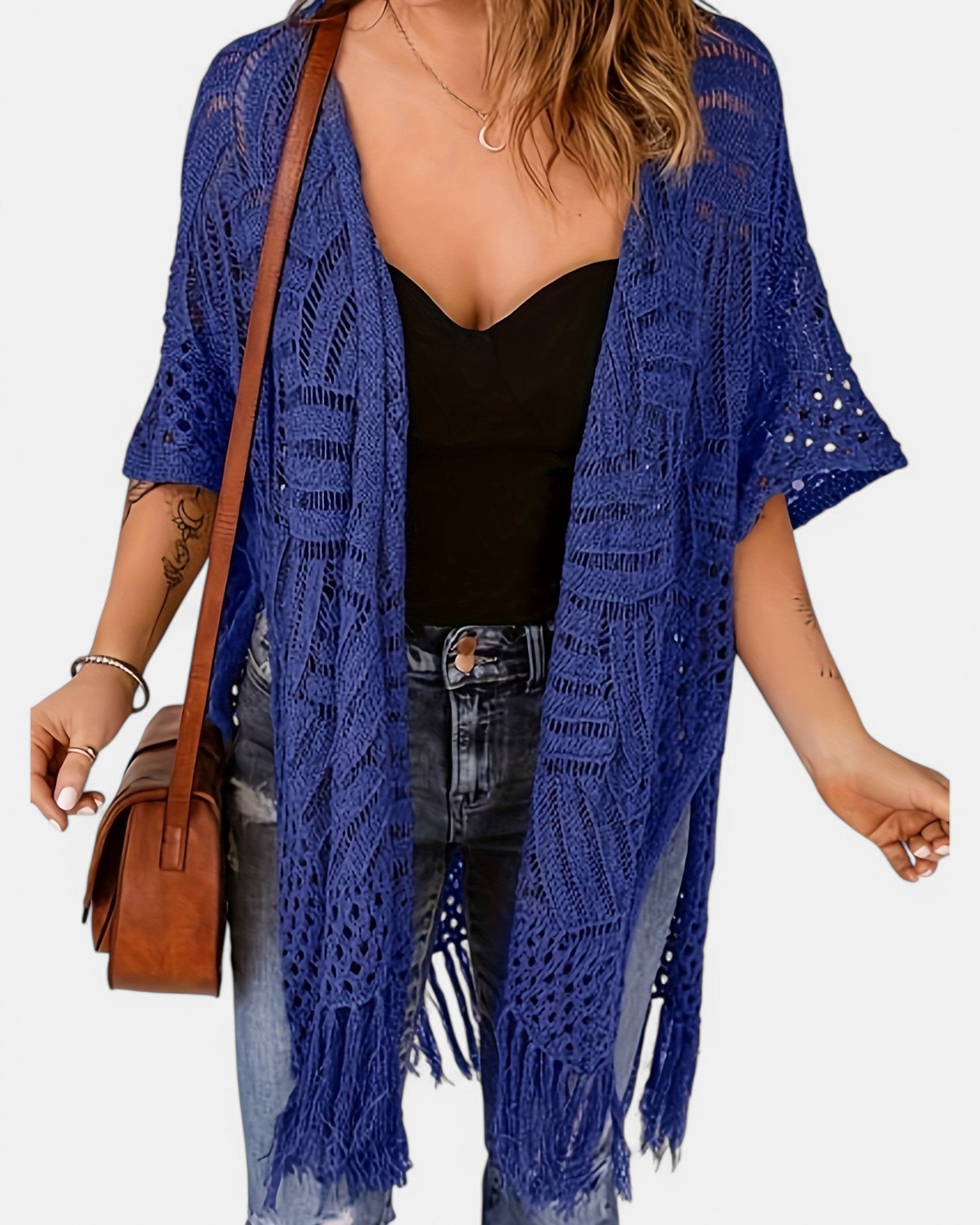 Amelia – Boho Geometric Tassel Cardigan - Cardigan - Boho Style