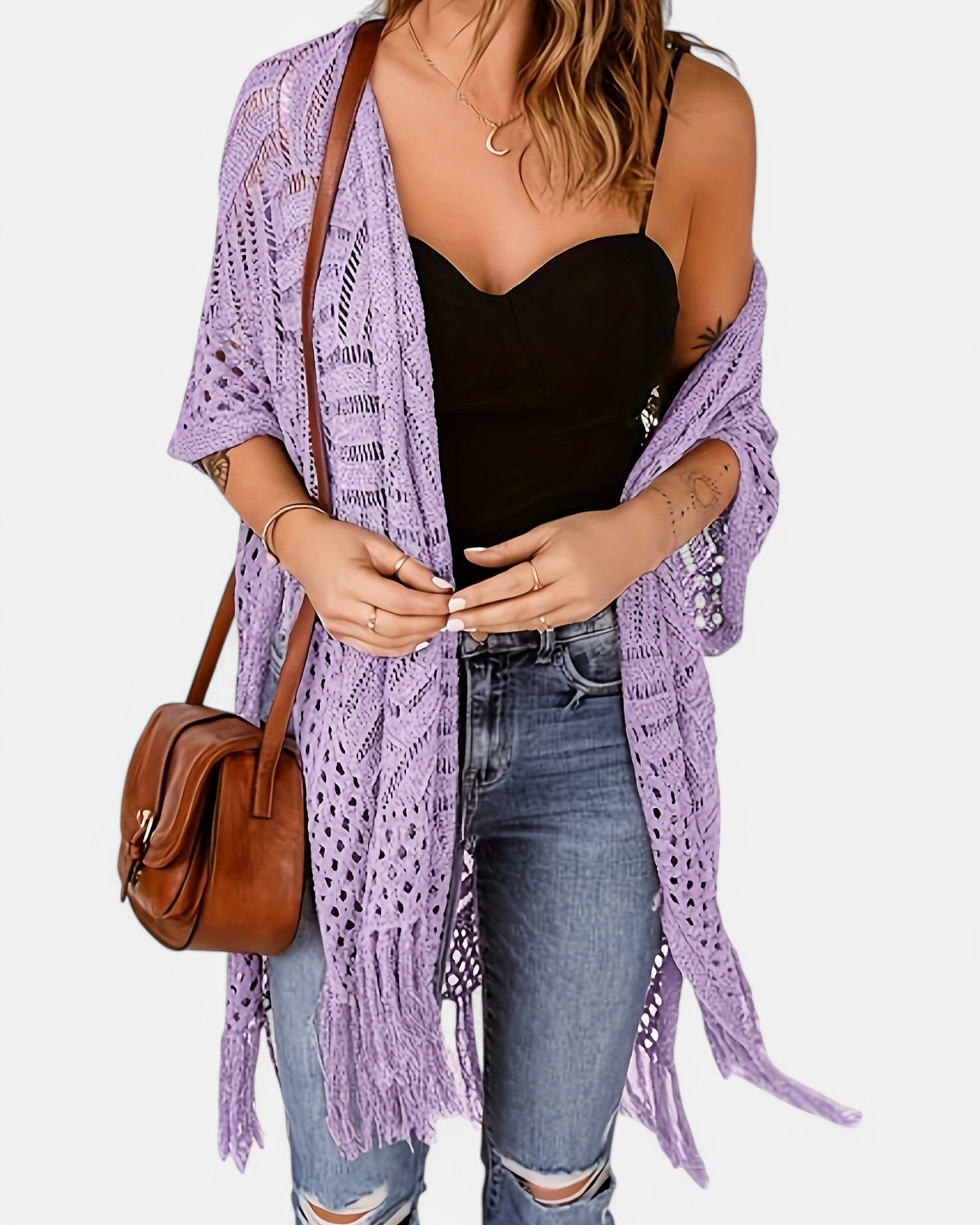 Amelia – Boho Geometric Tassel Cardigan - Cardigan - Boho Style