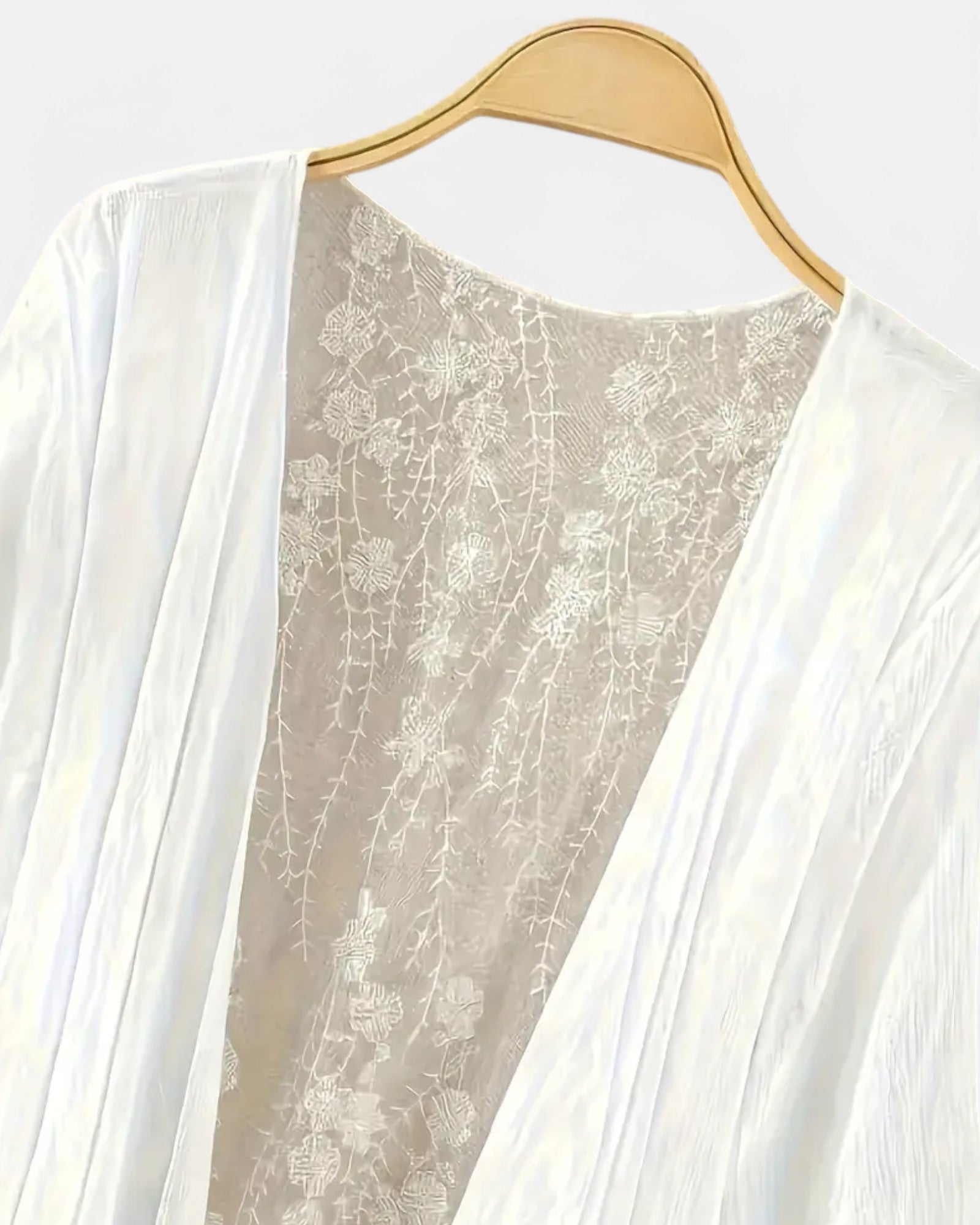 Amelia – Effortless Boho Lace - Trimmed Sheer Cardigan - Boho Style - White - S - 