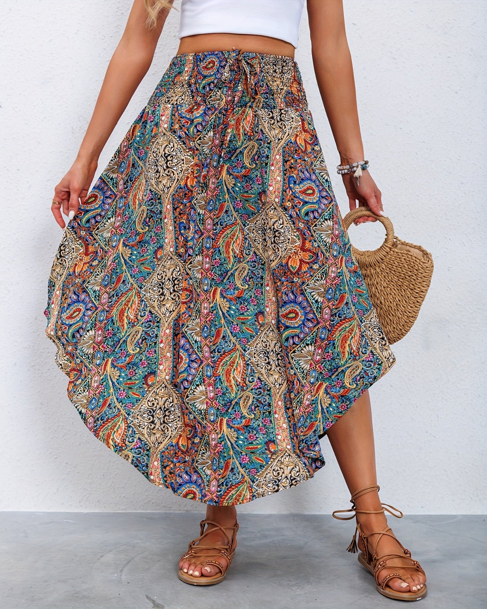 Amelia – Effortless High Waist Paisley Boho Skirt - Skirt - Boho Style