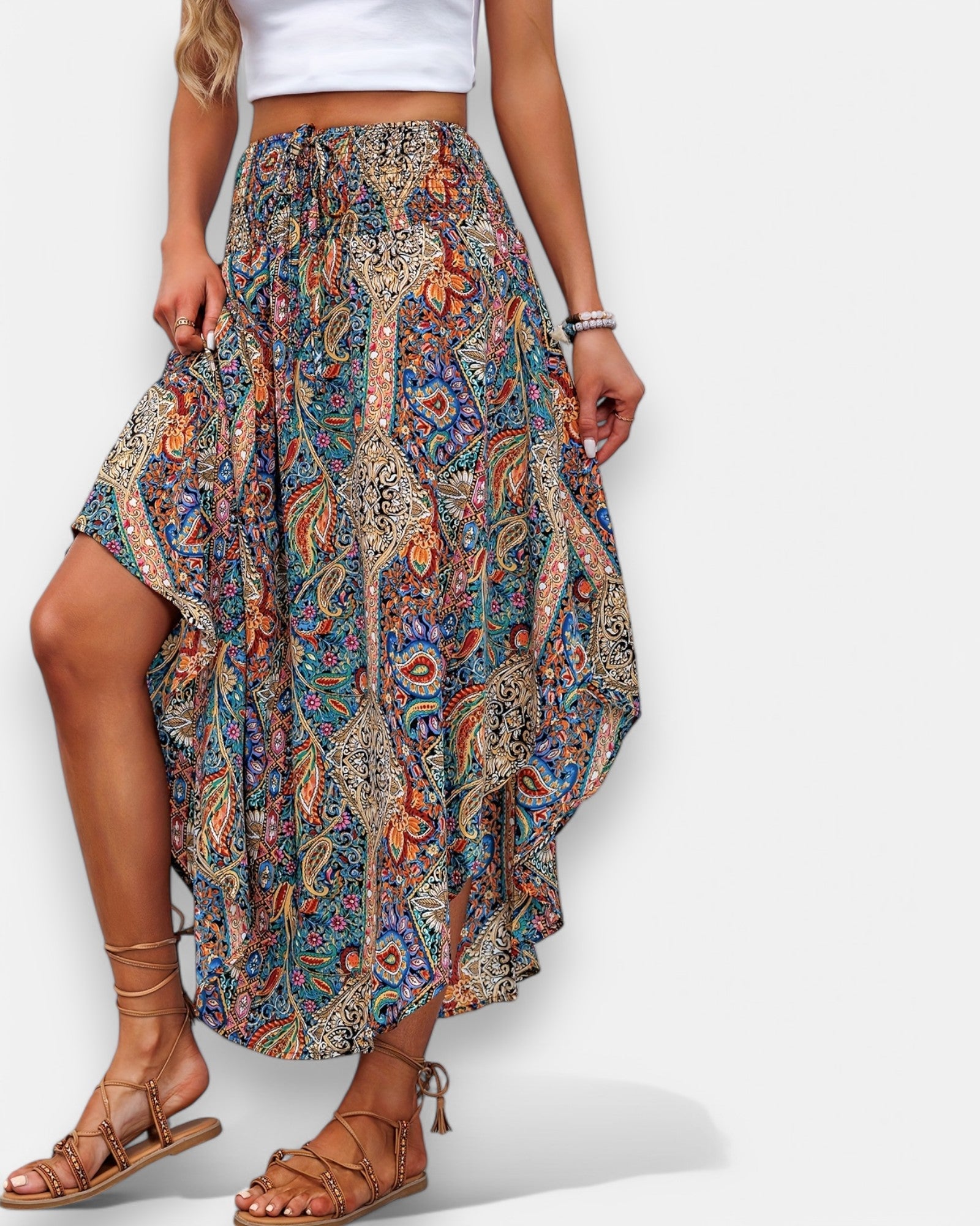 Amelia – Effortless High Waist Paisley Boho Skirt - Skirt - Boho Style