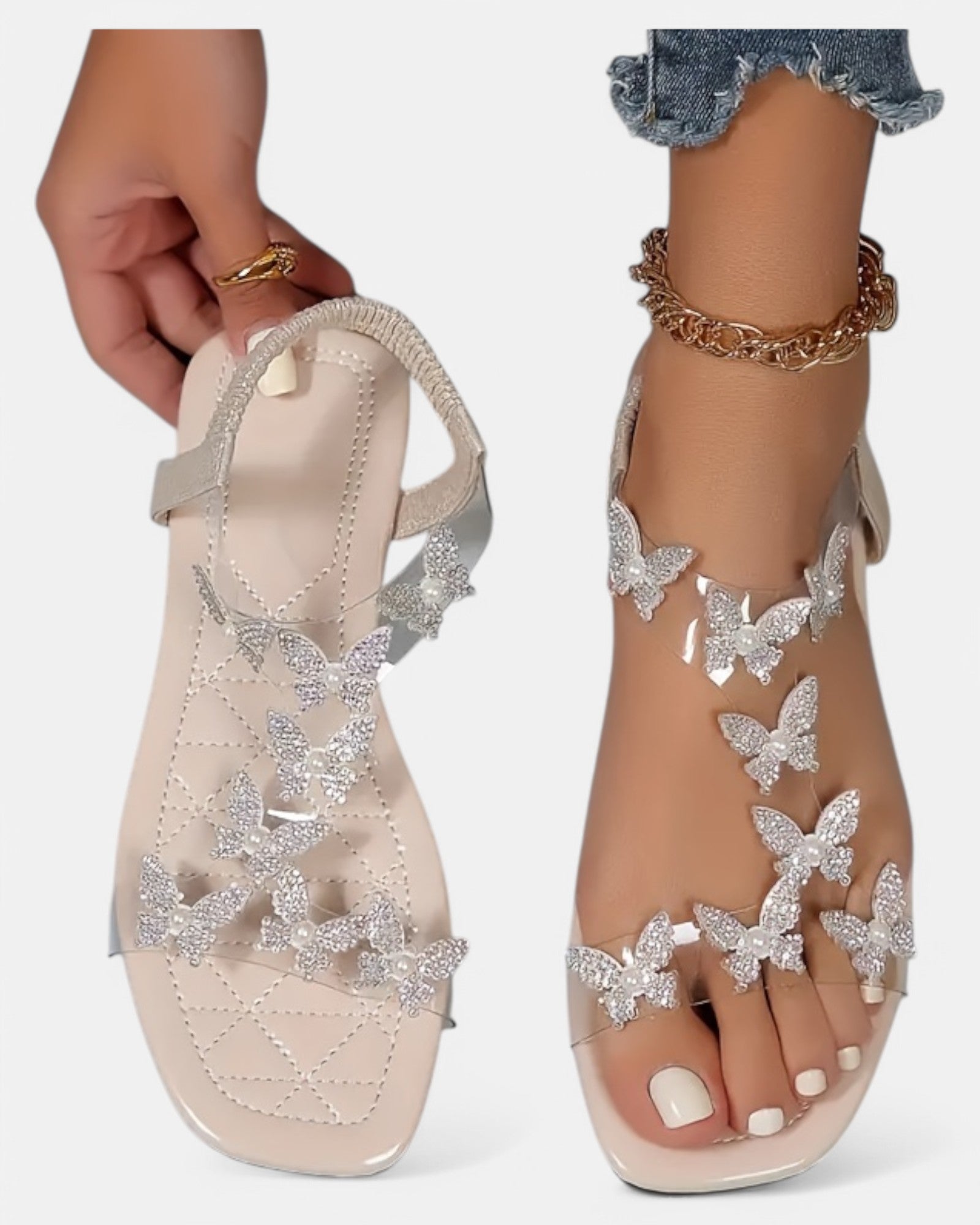 Amelia – Sparkling Rhinestone Butterfly Sandals - sandals - Boho Style