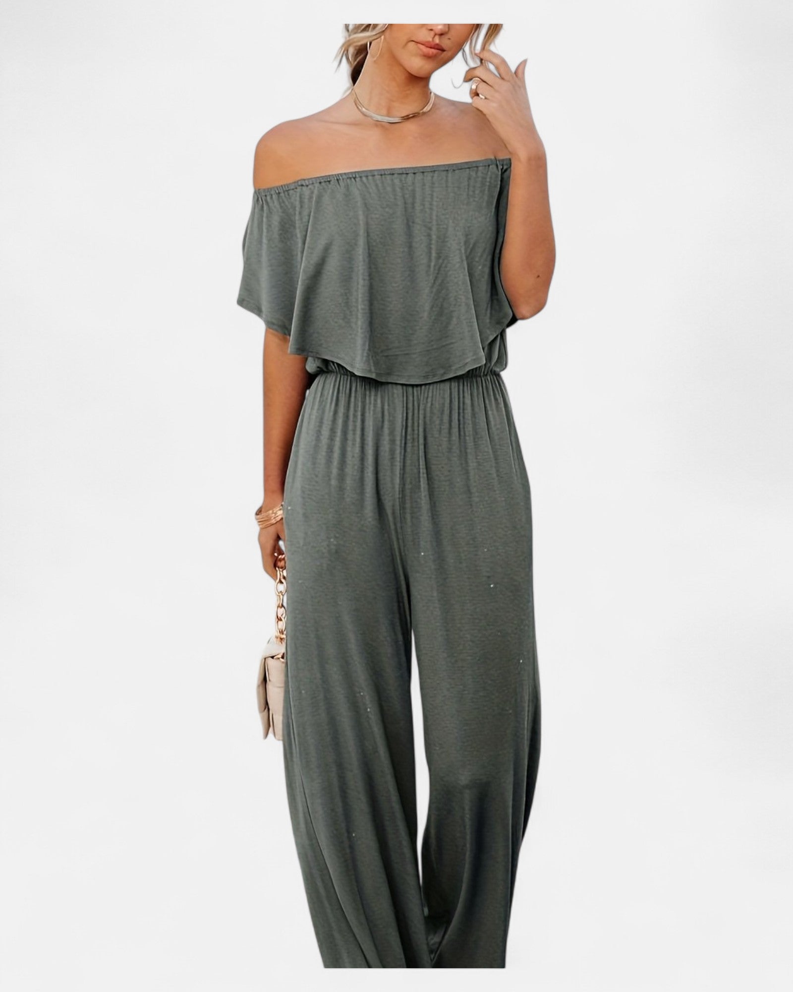 Amelina – Off - Shoulder Boho Wide Leg Jumpsuit - Jumpsuit - Boho Style
