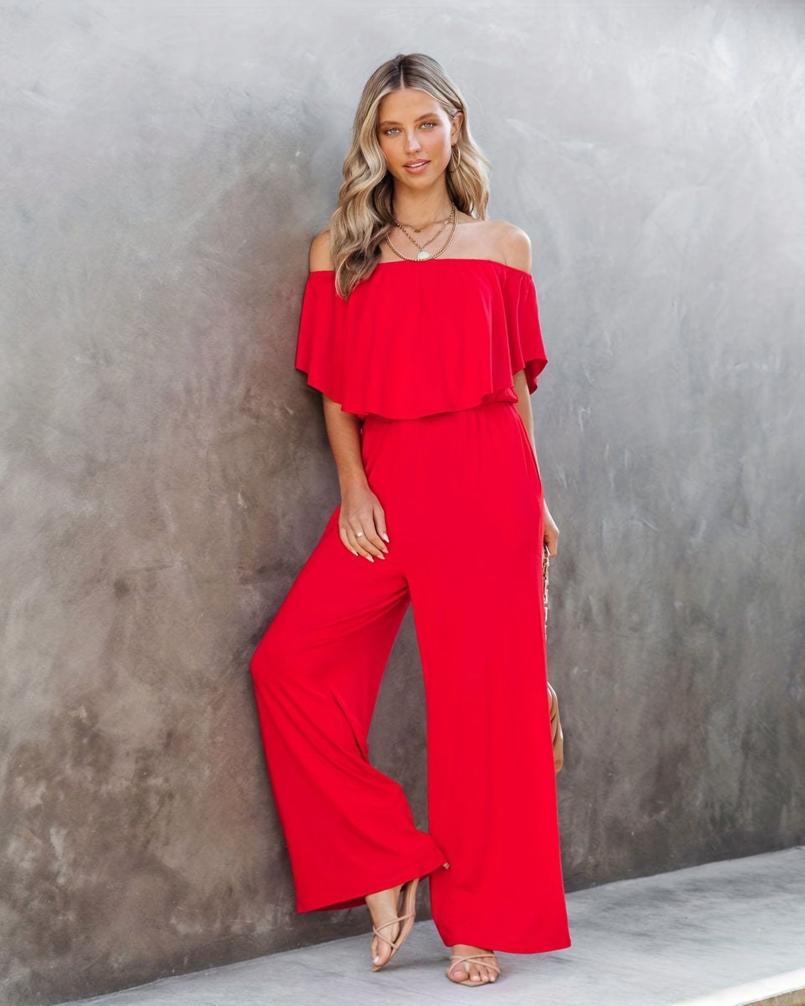 Amelina – Off - Shoulder Boho Wide Leg Jumpsuit - Jumpsuit - Boho Style
