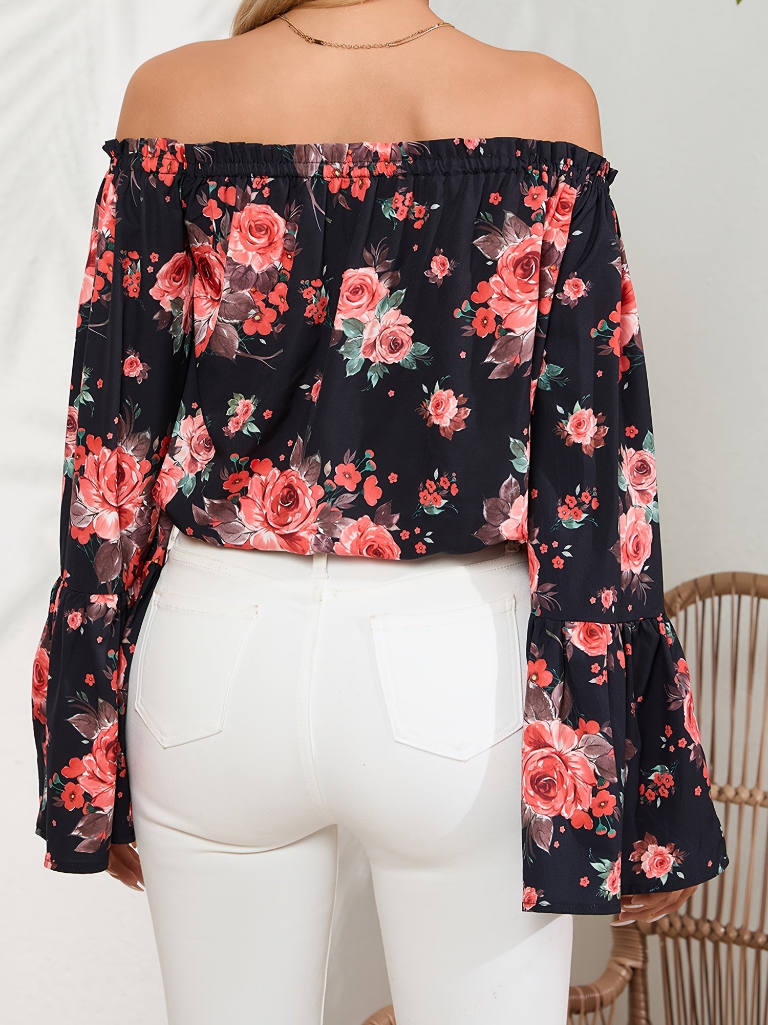 Anaya – Boho Floral Off - Shoulder Top with Flutter Sleeves - Off - Shoulder Top - Boho Style