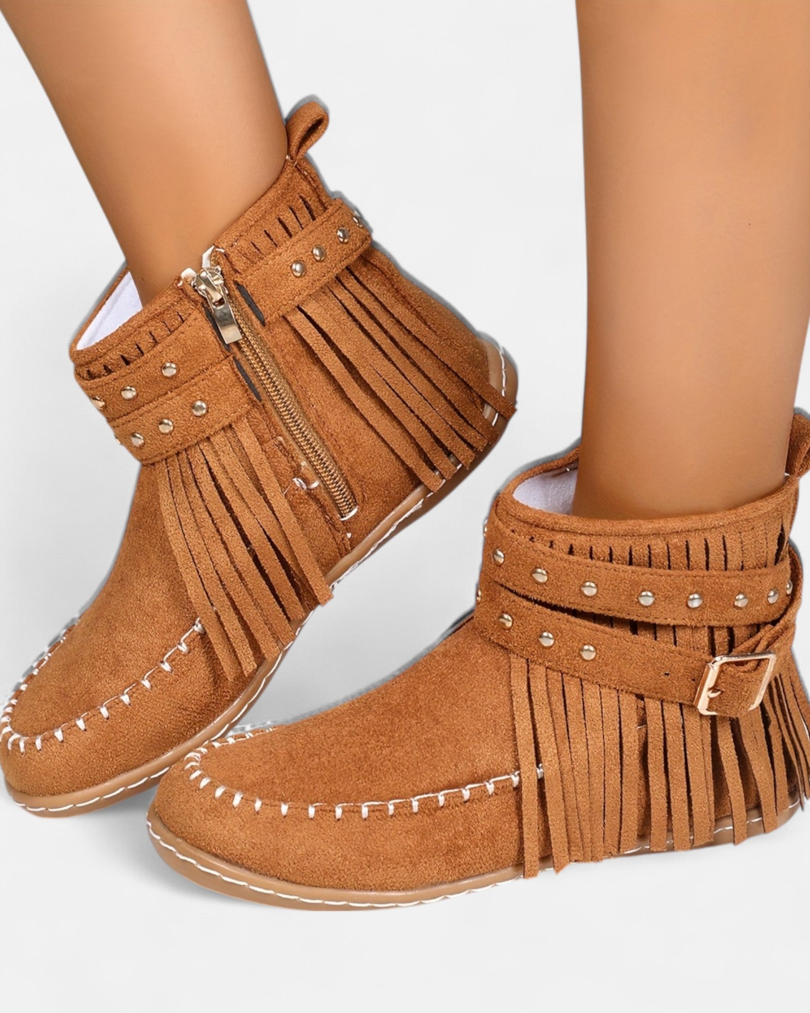 Calina– Stylish Fringe Ankle Boots - Boots - Boho Style
