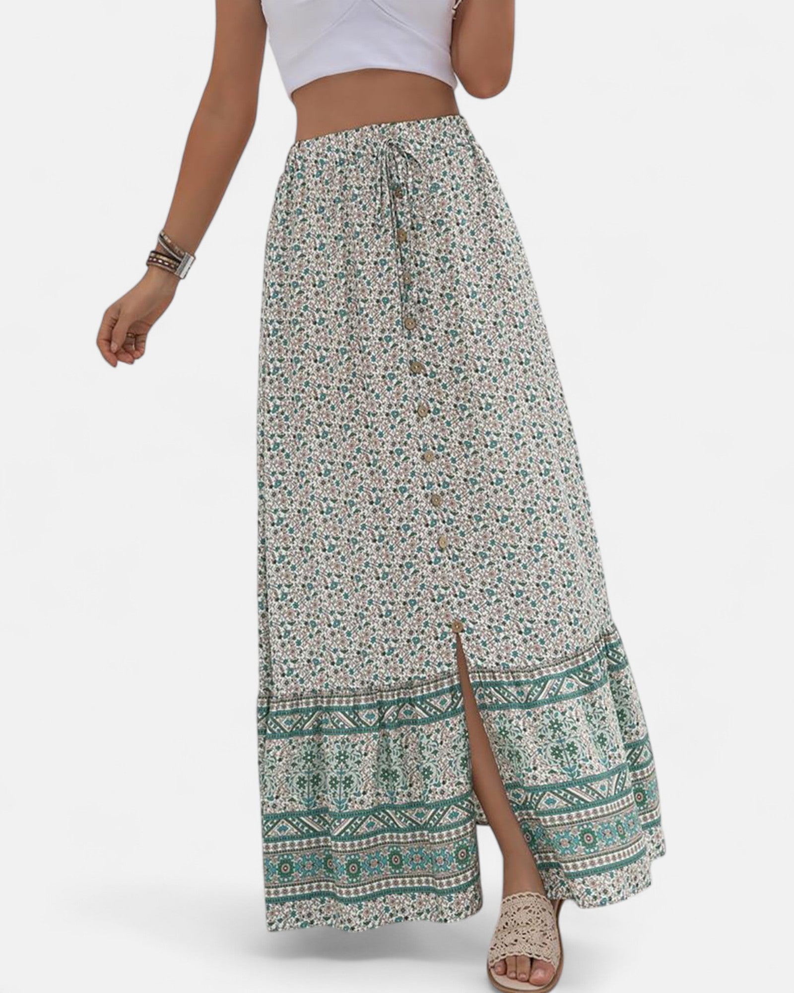 Callie – Boho Floral Print High Waist Maxi Skirt - Skirt - Boho Style