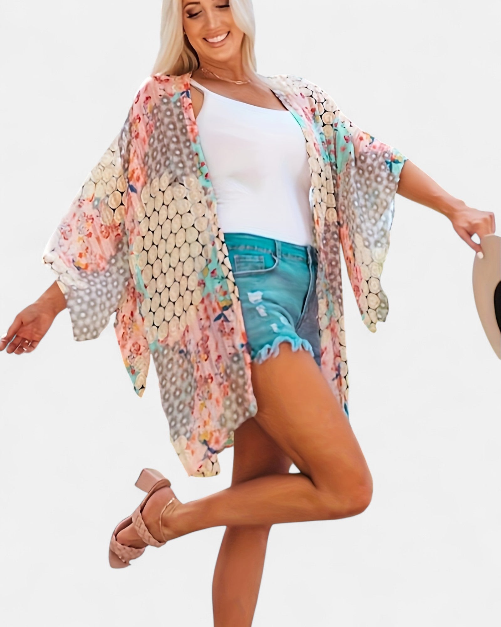 Callie– Lightweight Boho Floral Print Sun Protection Top - Cardigan - Boho Style