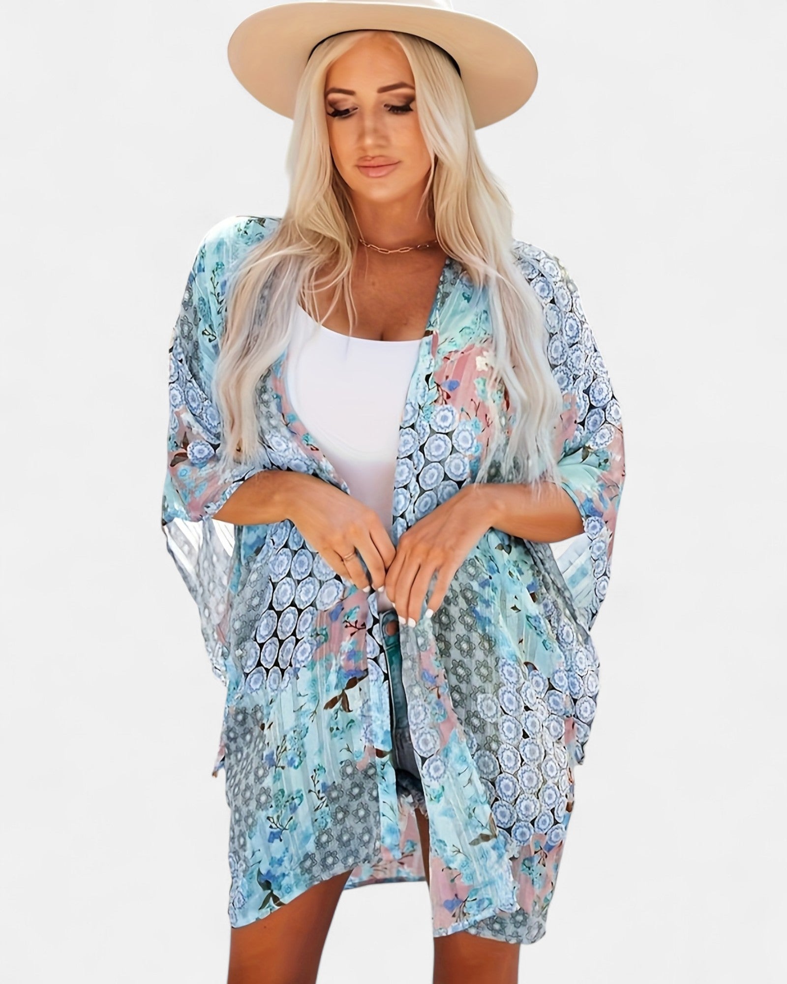 Callie– Lightweight Boho Floral Print Sun Protection Top - Cardigan - Boho Style