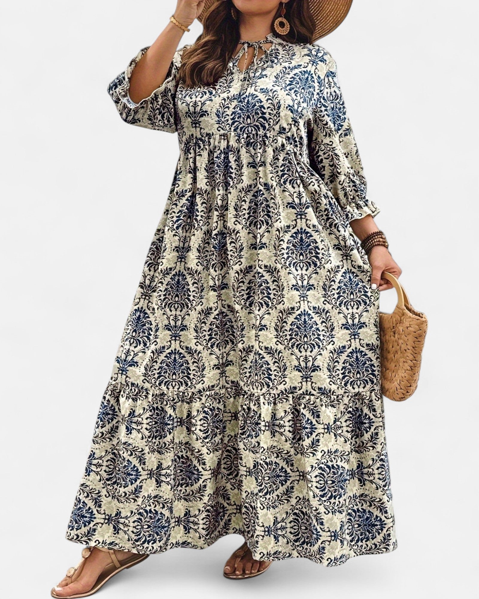 Charlotte – Boho Plus Size Ethnic Print Longline Dress - Dress - Boho Style
