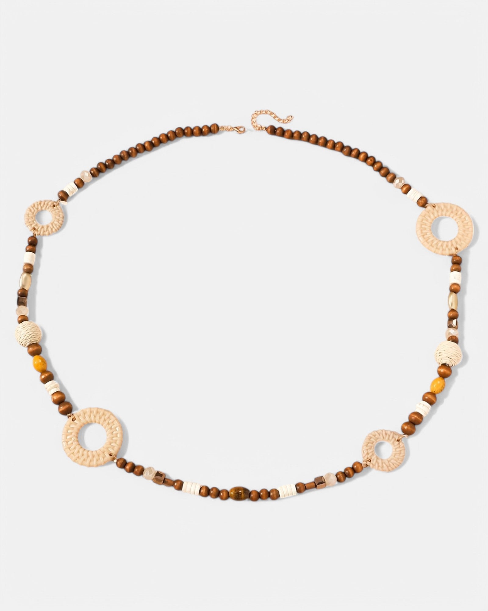 Chloe – Boho Beaded Necklace with Wooden Accents - Necklace - Boho Style