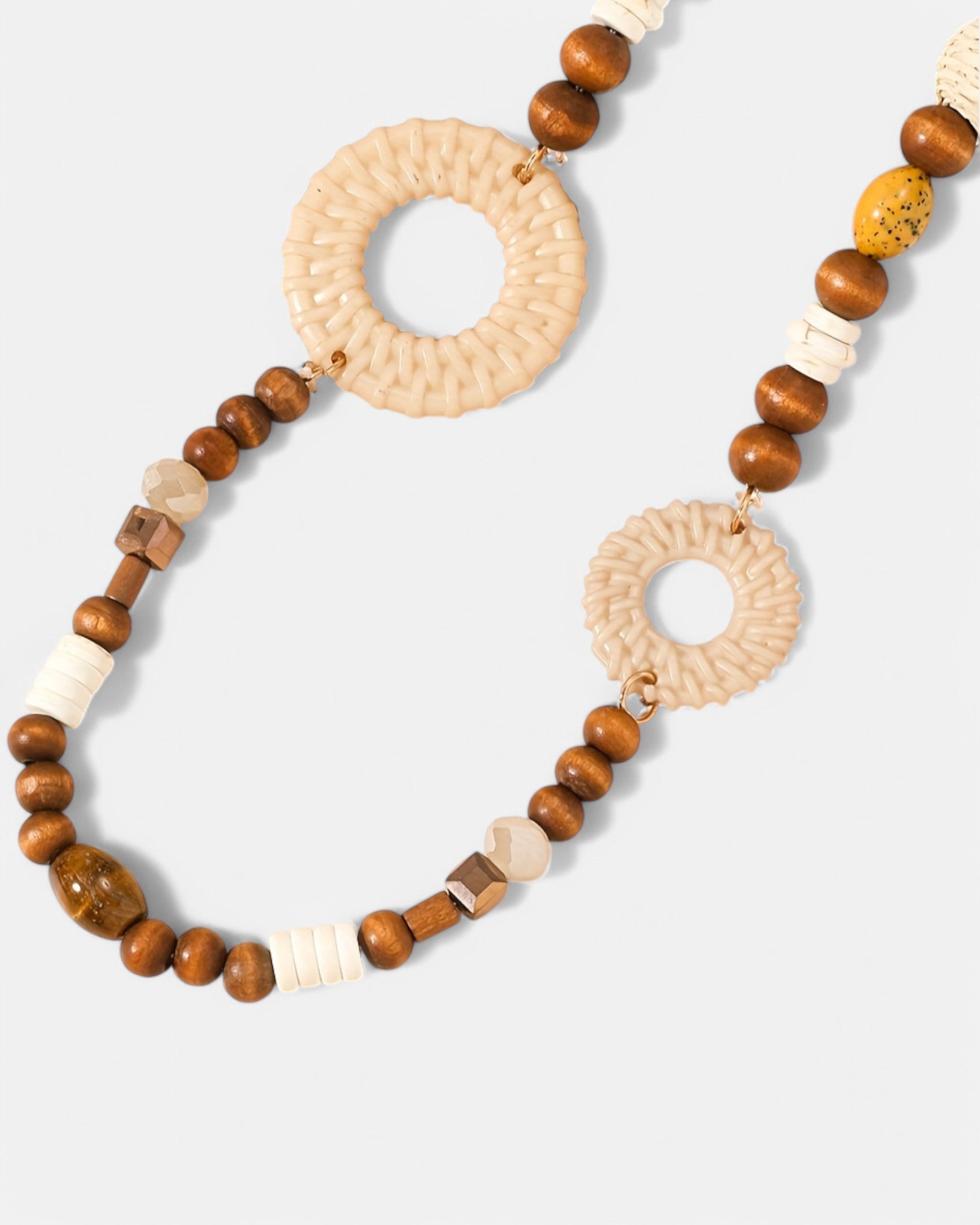 Chloe – Boho Beaded Necklace with Wooden Accents - Necklace - Boho Style