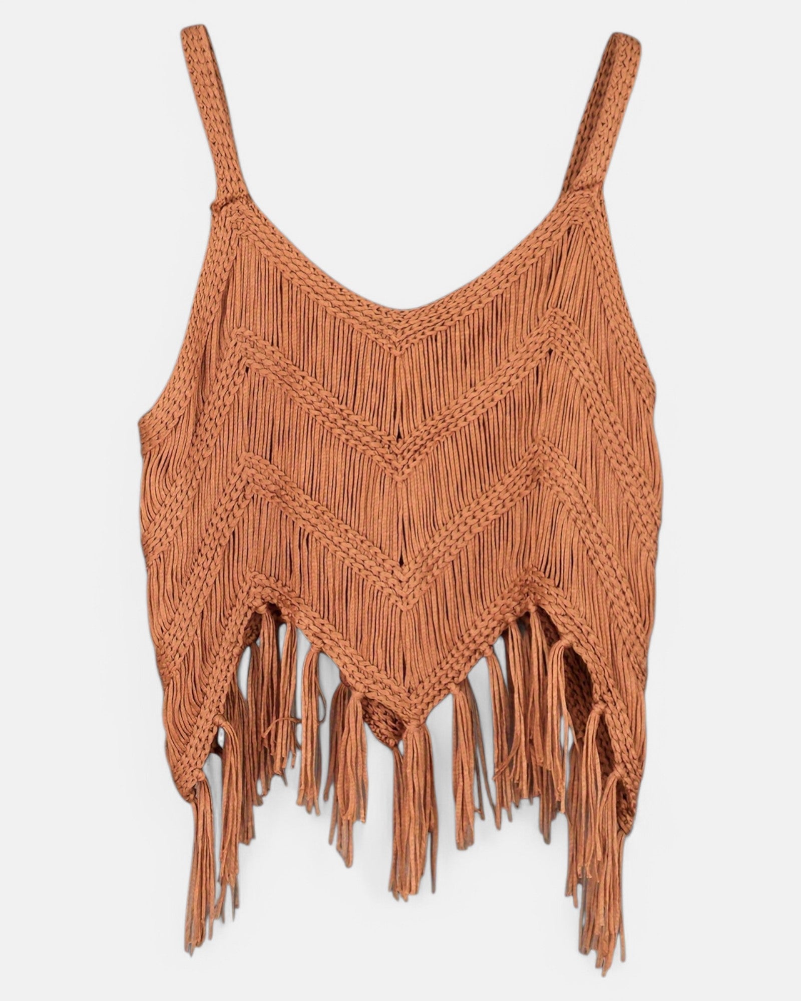 Chloe – Boho Knitted Fringe Camisole in Hollow Design - Camisole - Boho Style
