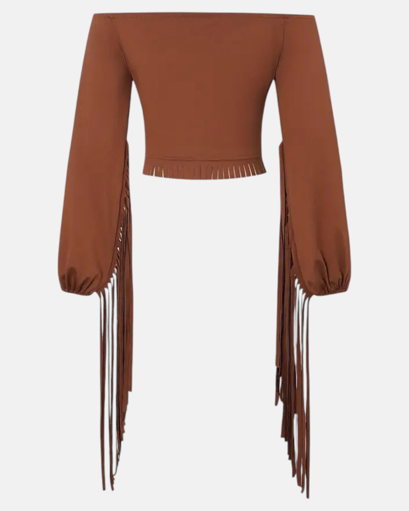 Chloe – Boho Off - Shoulder Top with Brown Tassels - Blouse - Boho Style