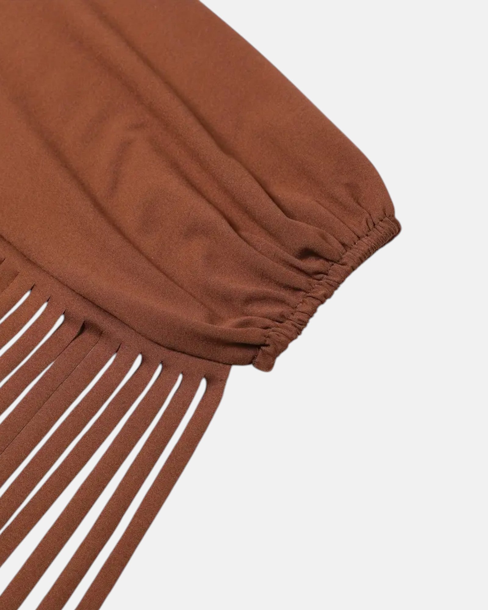 Chloe – Boho Off - Shoulder Top with Brown Tassels - Blouse - Boho Style
