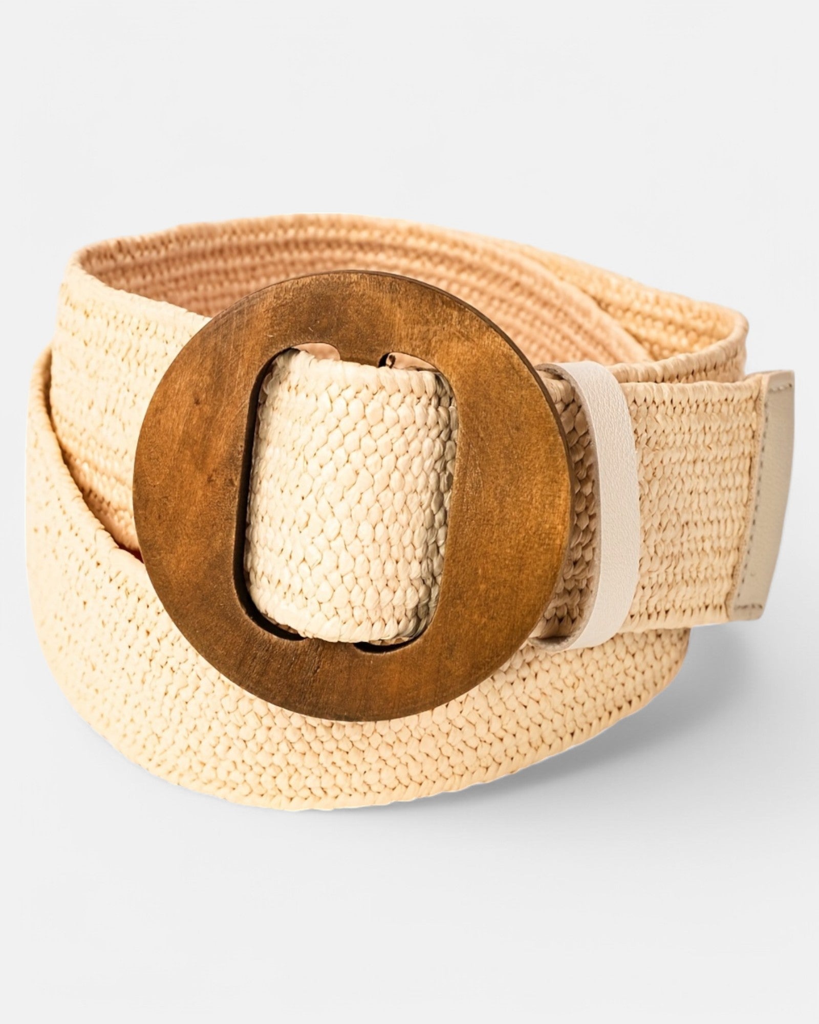 Chloe – Boho Woven Straw Belt with Wooden Buckle - Belt - Boho Style