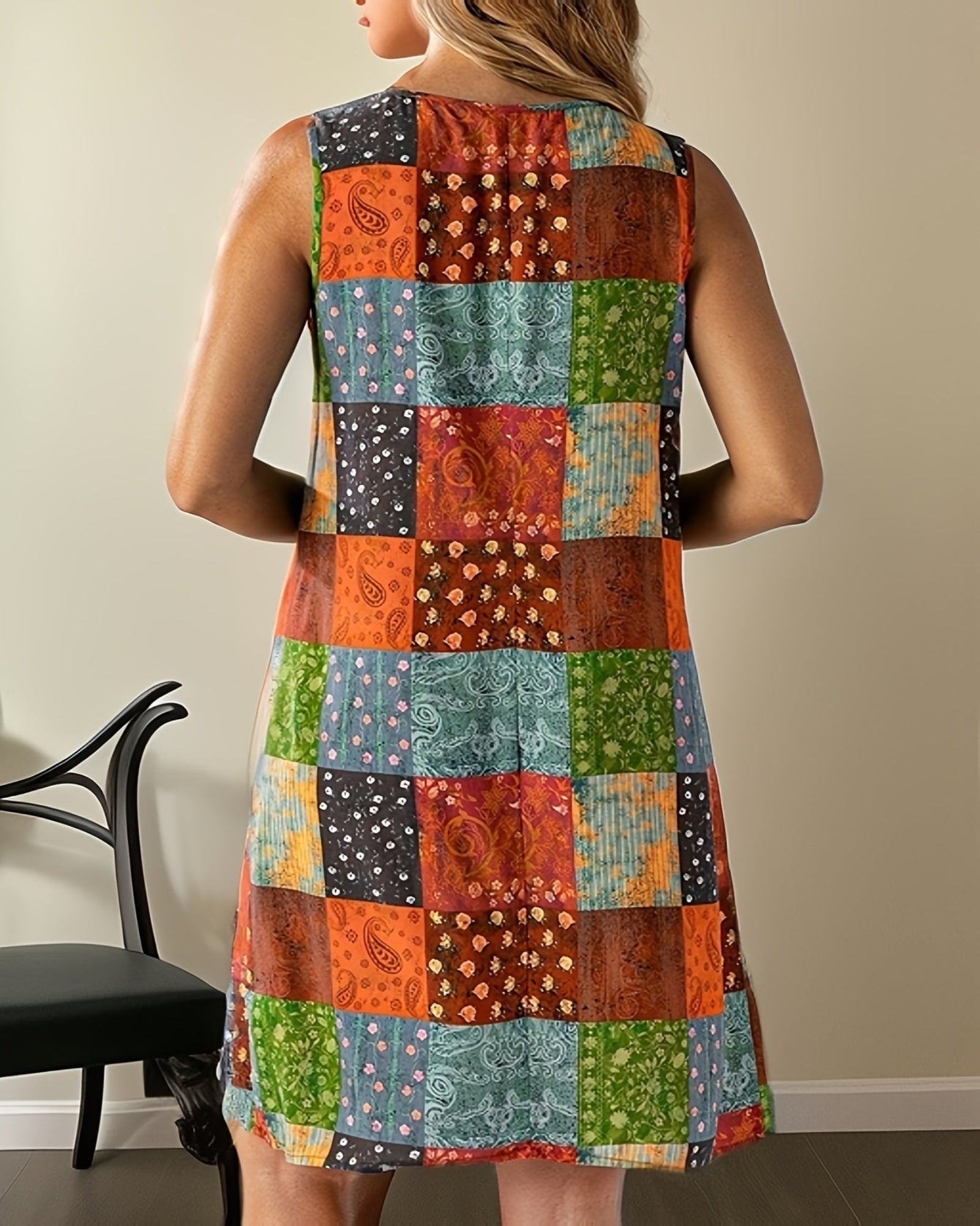 Clara – Vintage Boho A - Line Patchwork Sundress - Dress - Boho Style