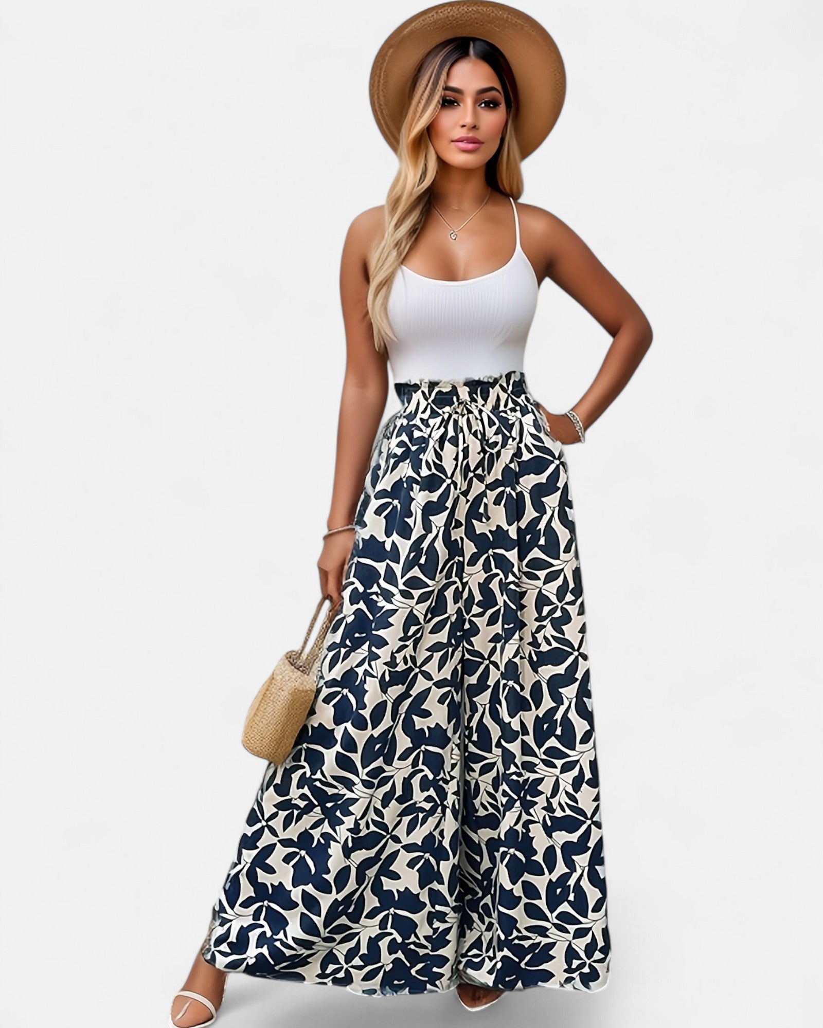 Cressida – Boho Floral Wide Leg Trousers - Trouser - Boho Style