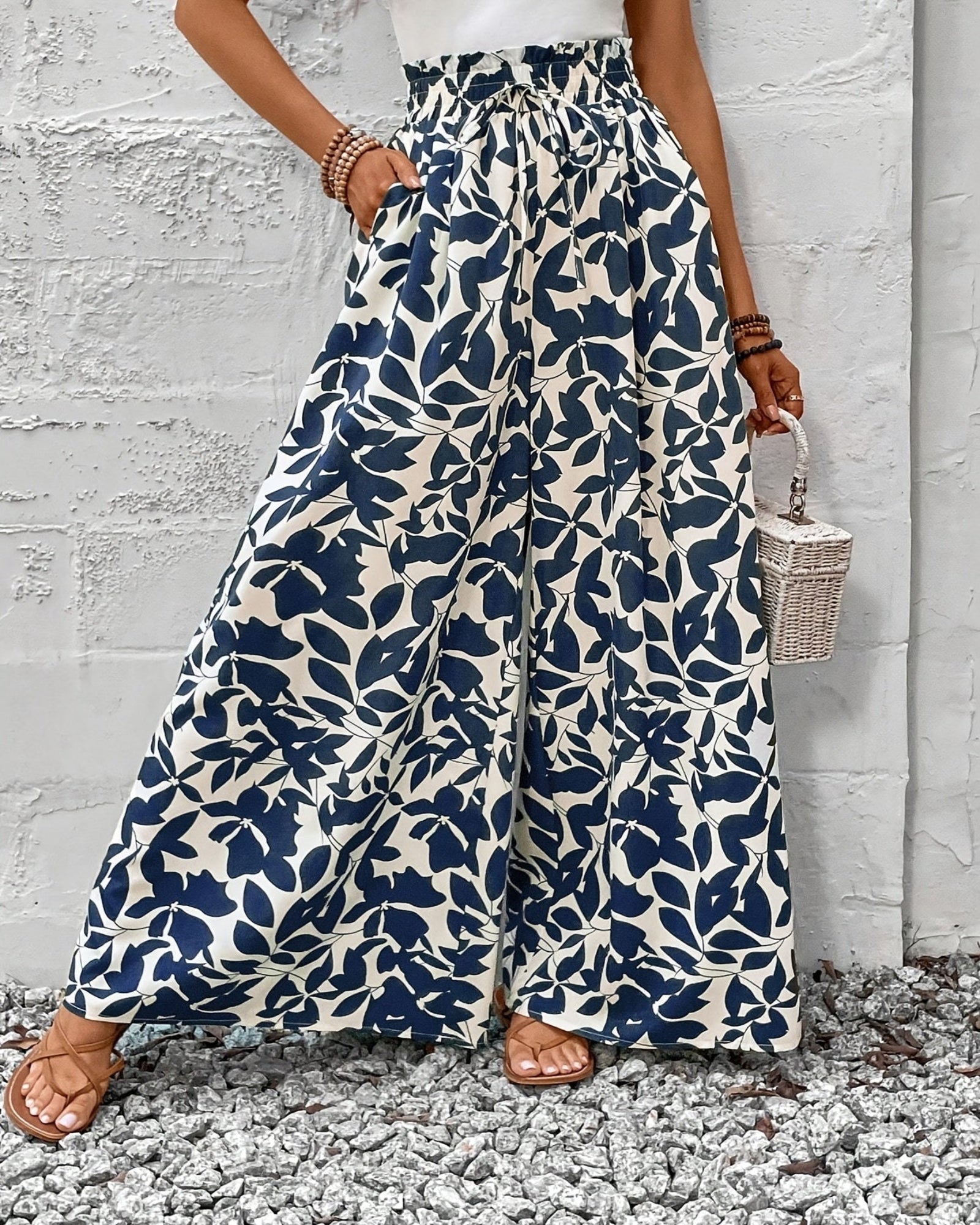 Cressida – Boho Floral Wide Leg Trousers - Trouser - Boho Style