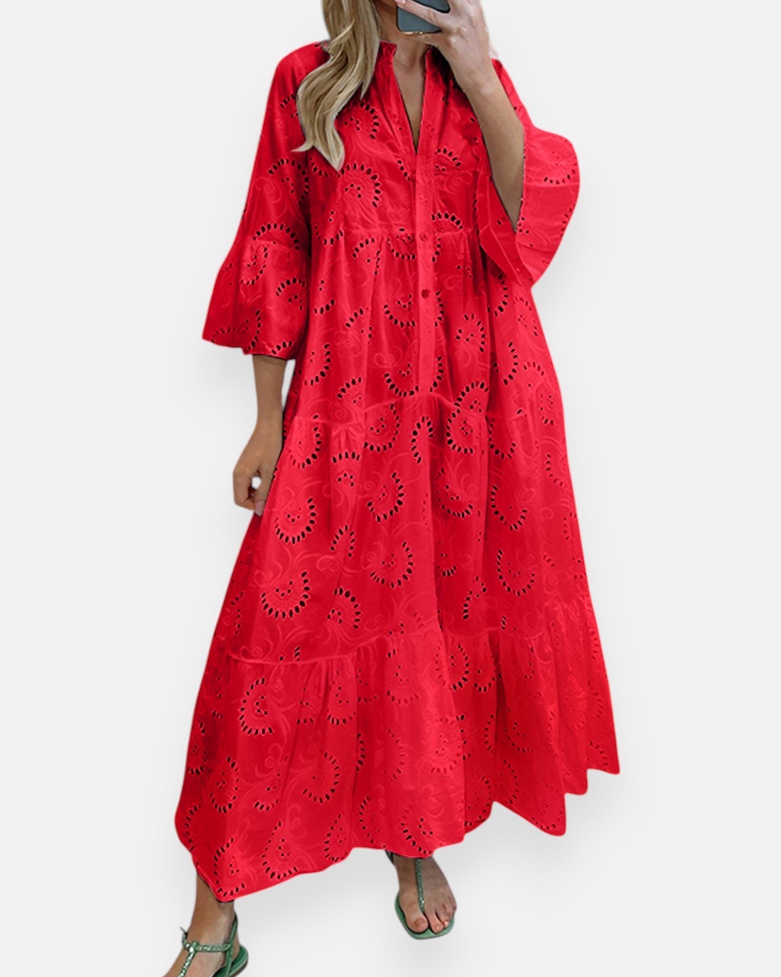 Cressida – Ethereal Eyelet Cotton Boho Maxi Dress - Dresses - Boho Style