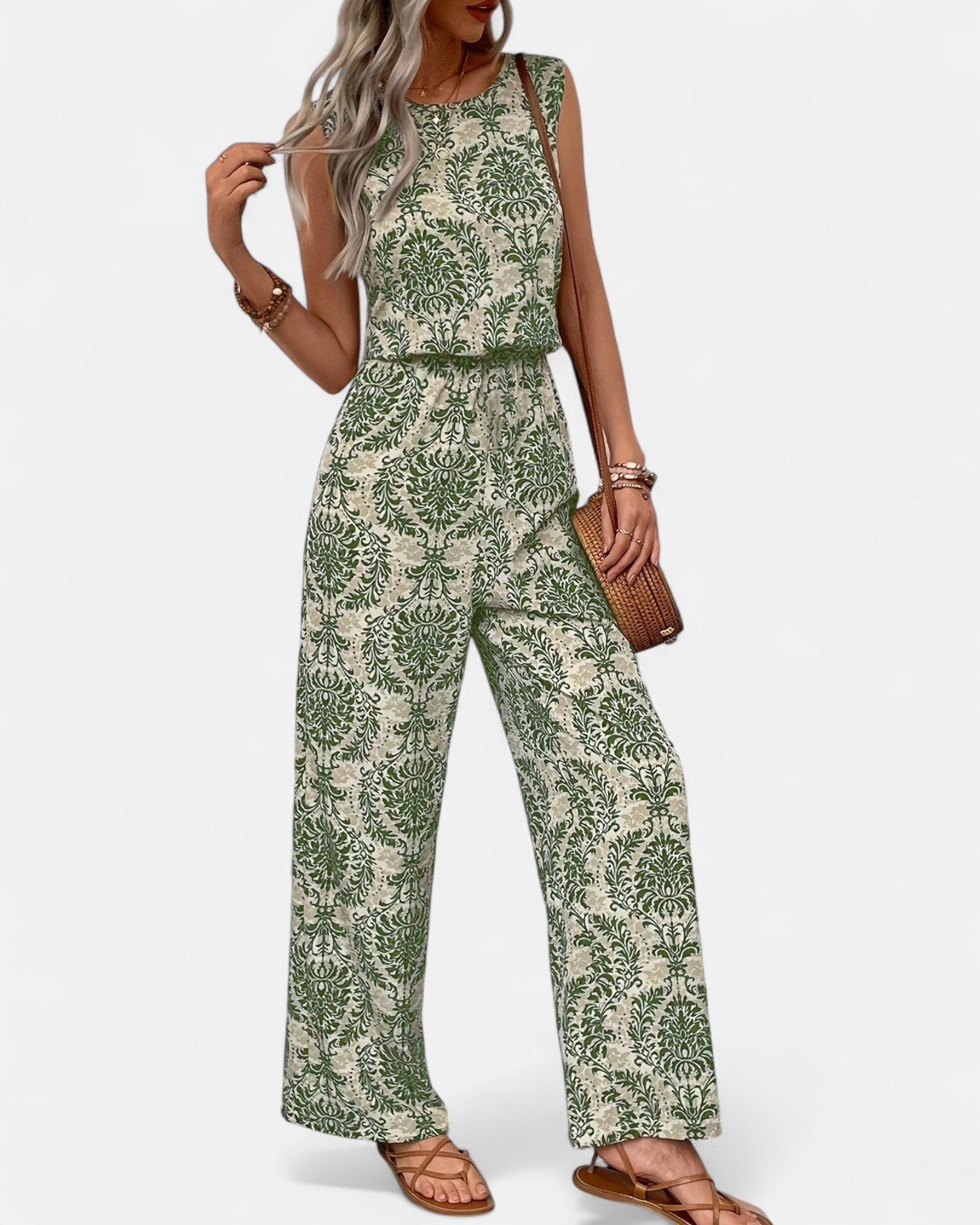 Daisy – Chic Tribal Print Sleeveless Jumpsuit with Elastic Waist - Jumpsuit - Boho Style