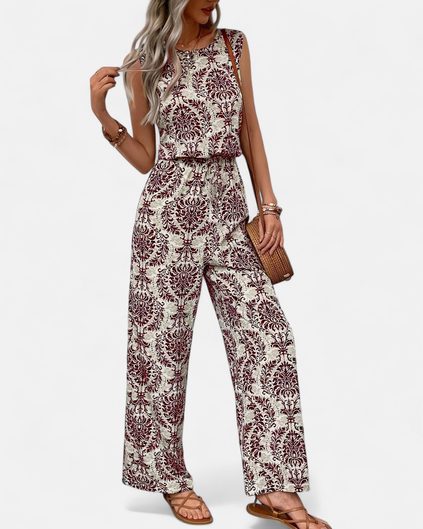 Daisy – Chic Tribal Print Sleeveless Jumpsuit with Elastic Waist - Jumpsuit - Boho Style