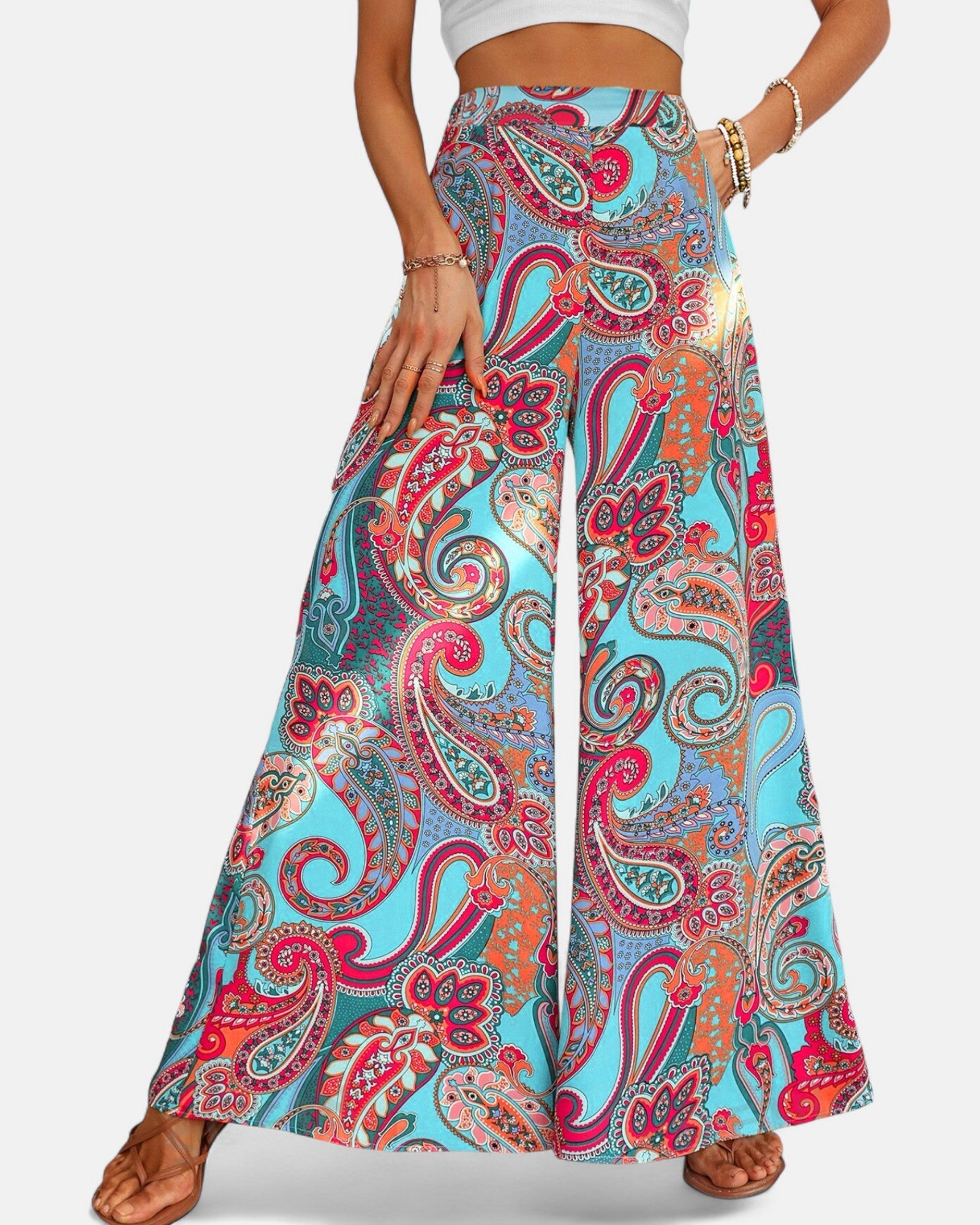 Delphi– Boho Lightweight High - Waisted Wide - Leg Trousers - Trouser - Boho Style