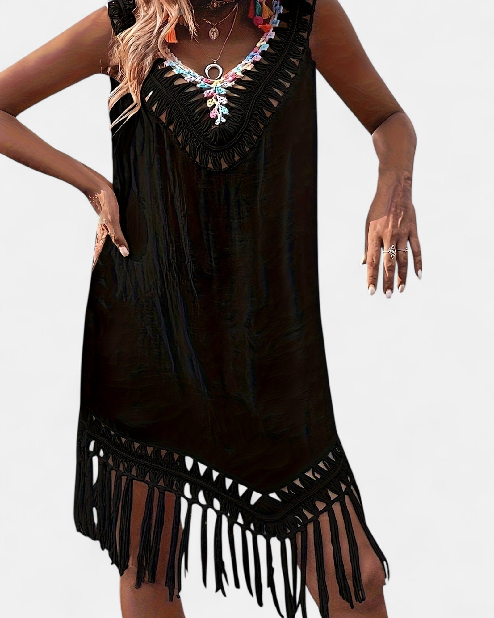 Elani – Colourful Crochet Backless Boho Cover - Up Dress - Cover Up - Boho Style