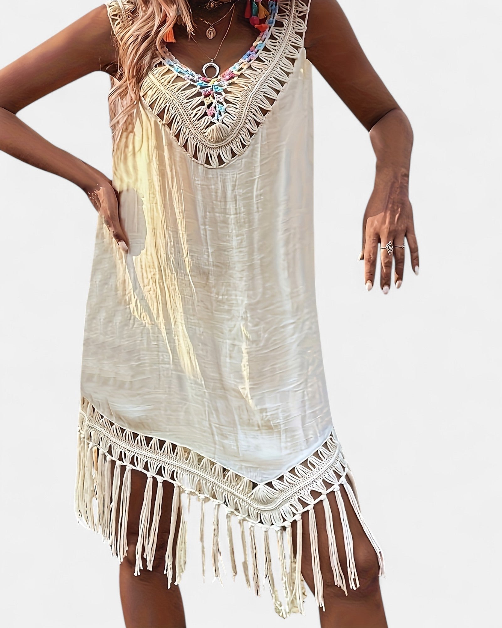 Elani – Colourful Crochet Backless Boho Cover - Up Dress - Cover Up - Boho Style