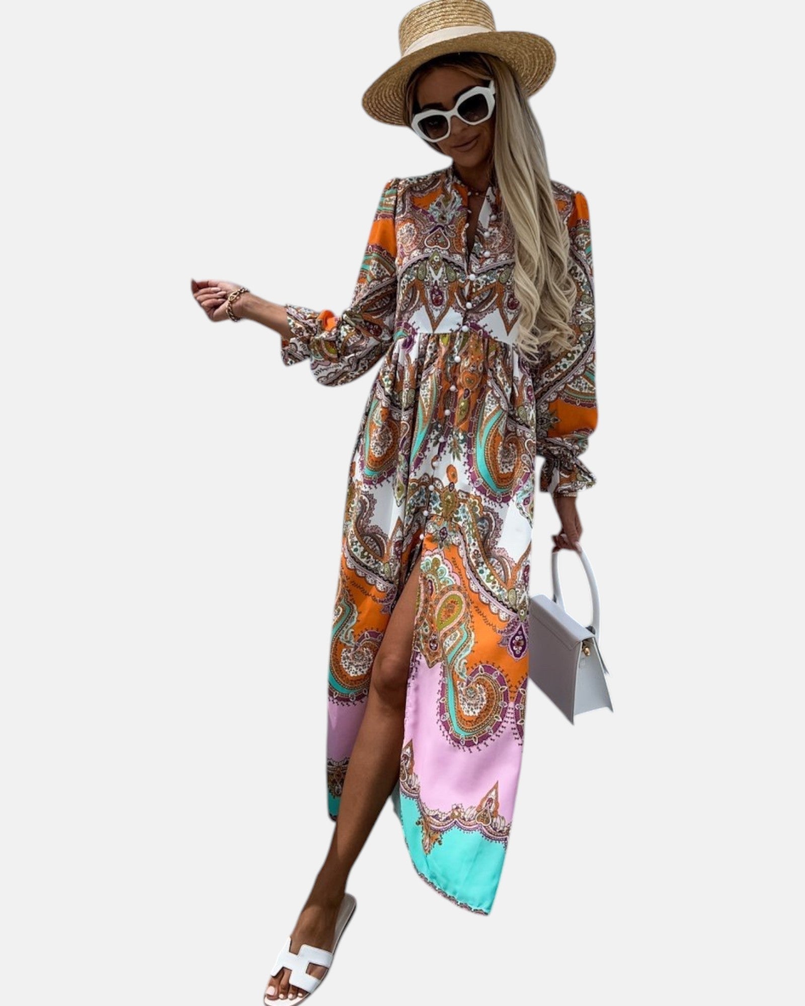 Eleanor – Vintage - Inspired Bohemian Print Maxi Dress - Dress - Boho Style