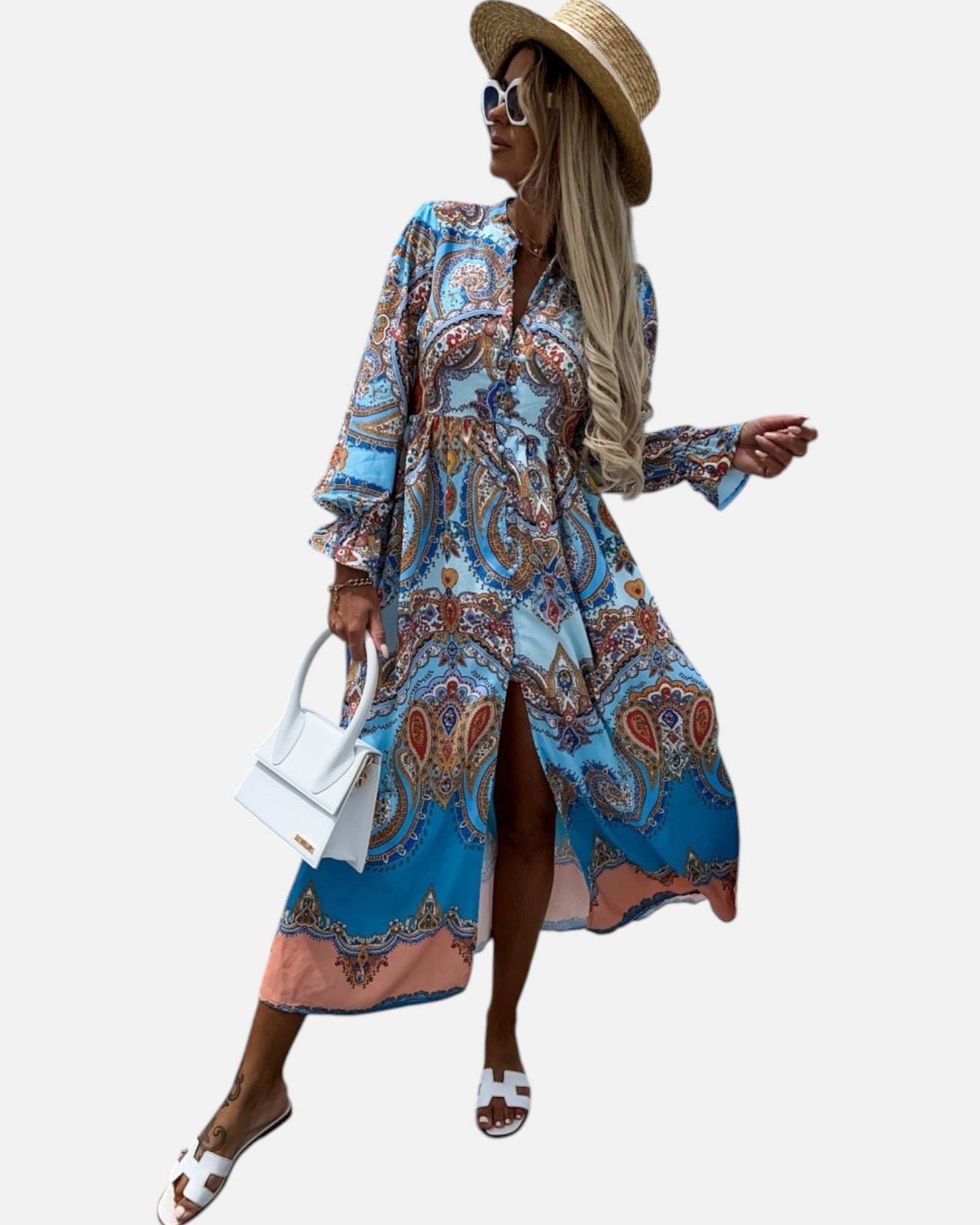 Eleanor – Vintage - Inspired Bohemian Print Maxi Dress - Dress - Boho Style