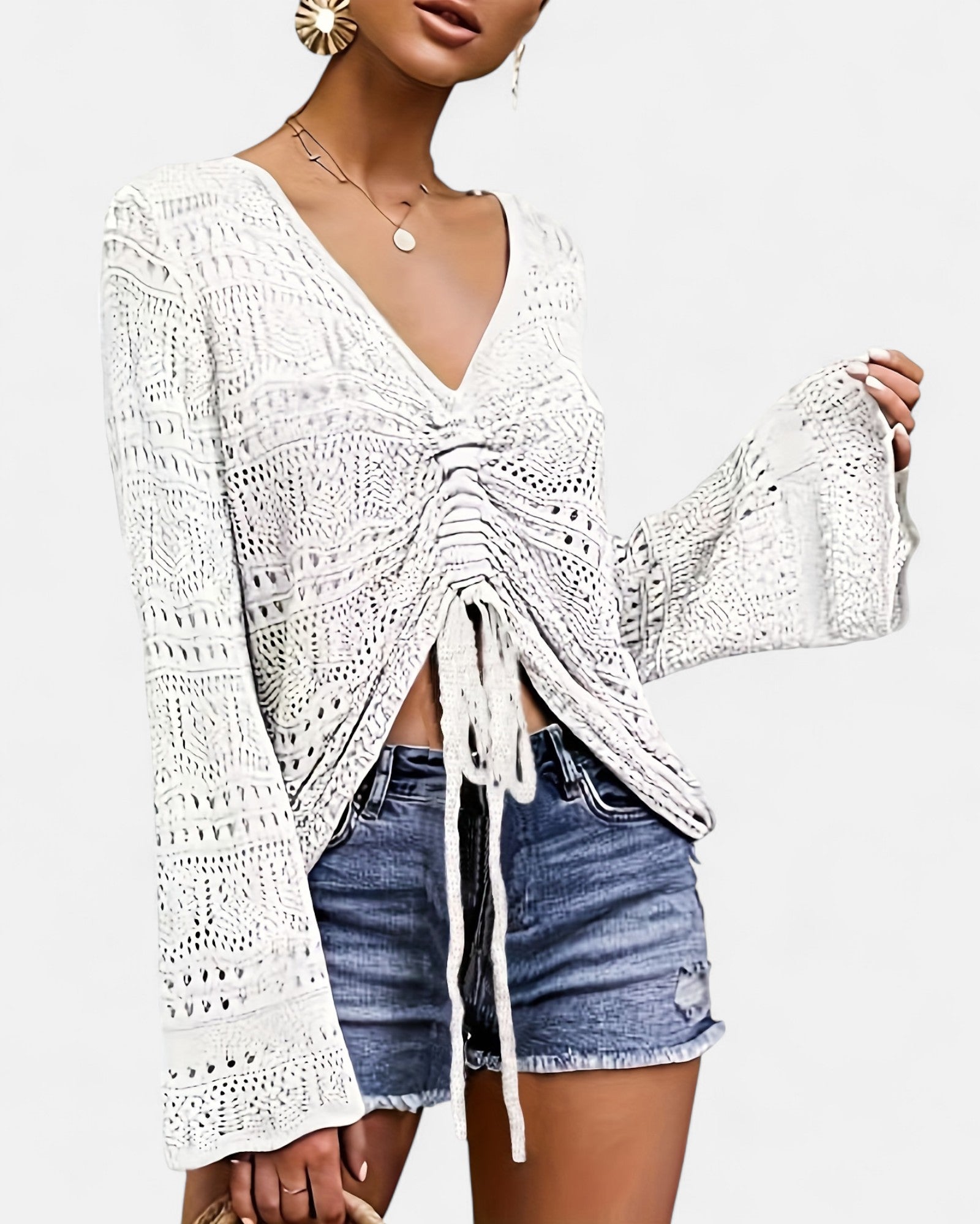 Elena – Lightweight Boho V - Neck Shirt with Flared Sleeves - Shirt - Boho Style