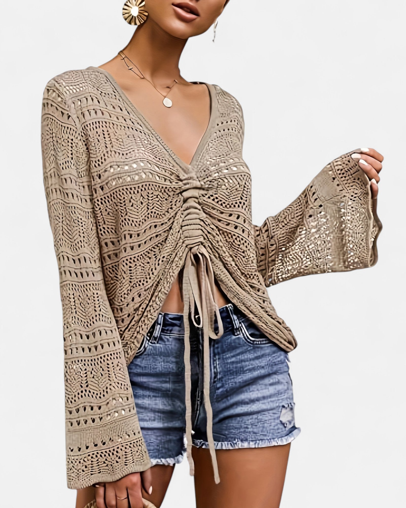 Elena – Lightweight Boho V - Neck Shirt with Flared Sleeves - Shirt - Boho Style
