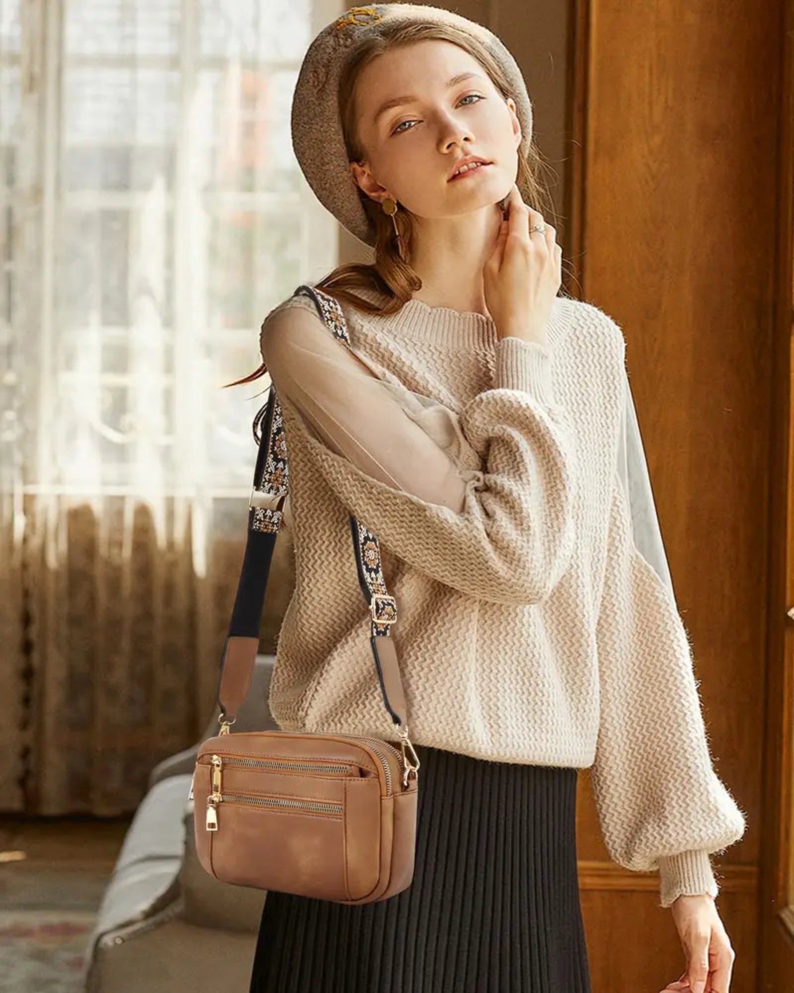 Elizabeth – Boho Floral Crossbody Bag with Adjustable Strap - Shoulder Bag - Boho Style