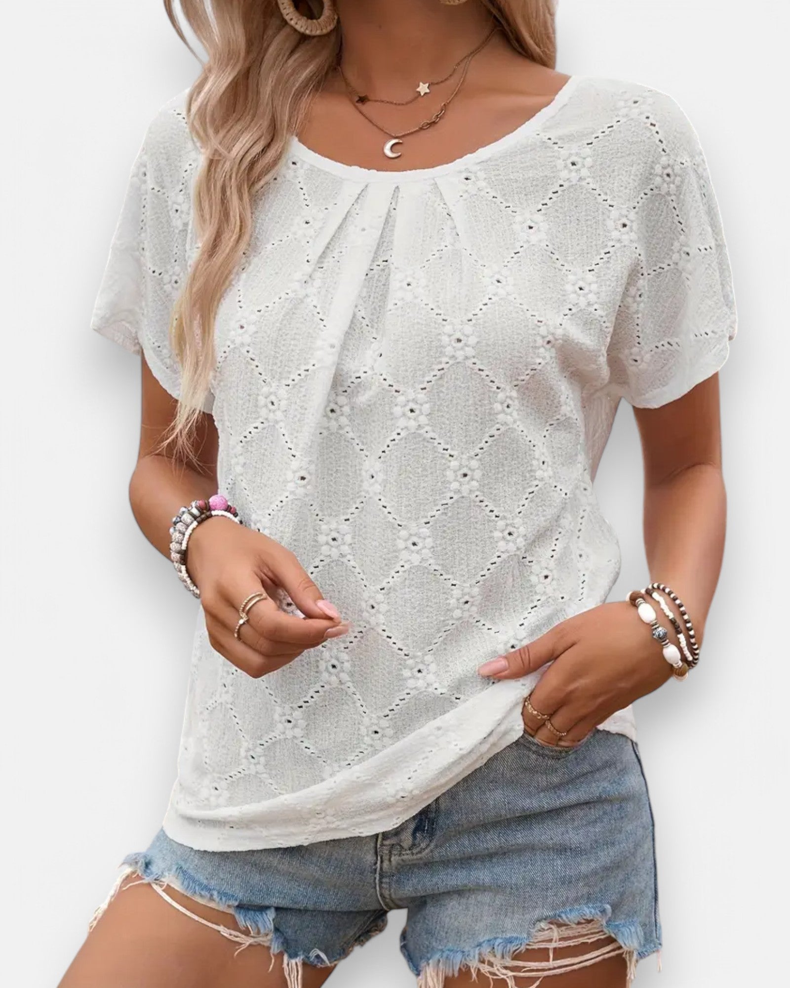 Ella – Boho Floral Lace Back T-shirt - T-shirt - Boho Style