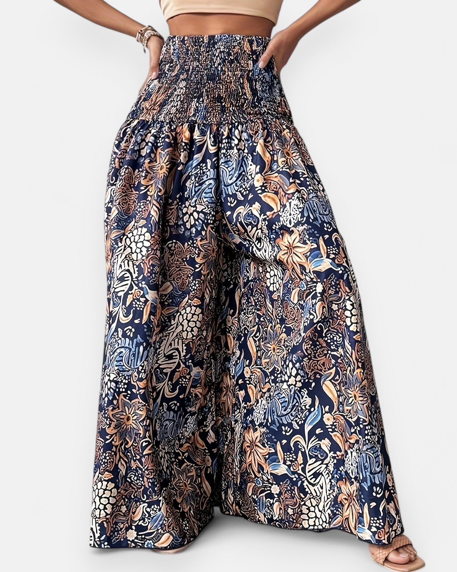 Ella – Boho Floral Wide Leg Trousers - Skirt - Boho Style
