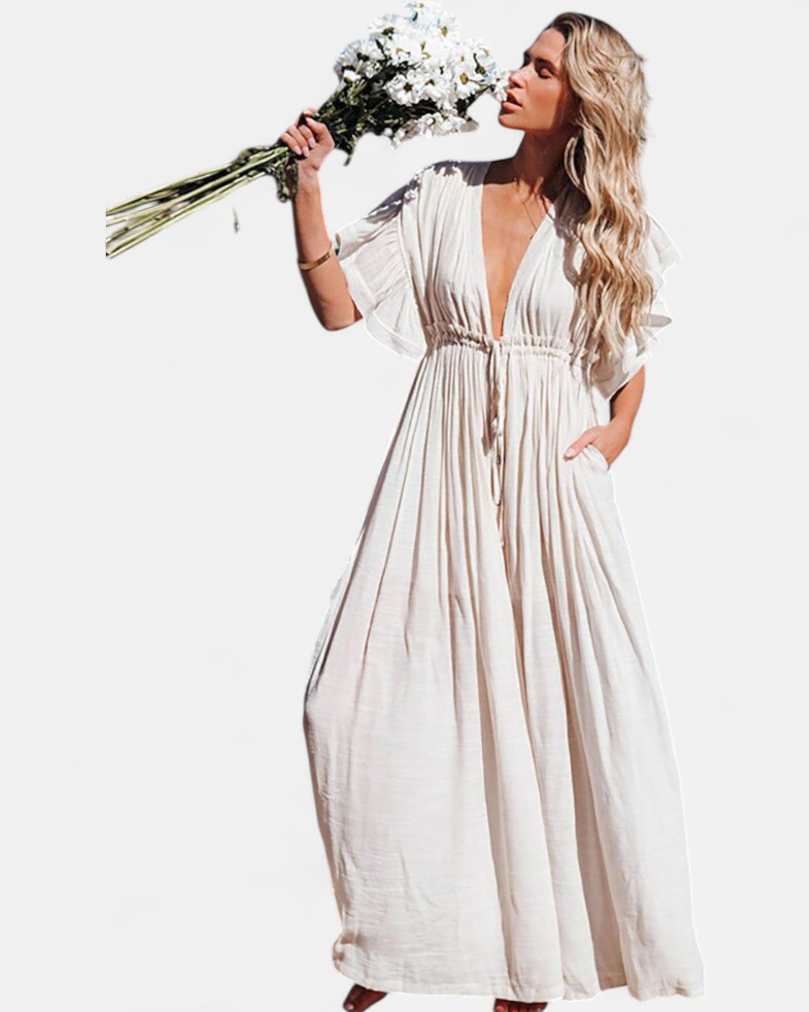 Ella – Flowing Cotton Boho Maxi Dress - Dress - Boho Style